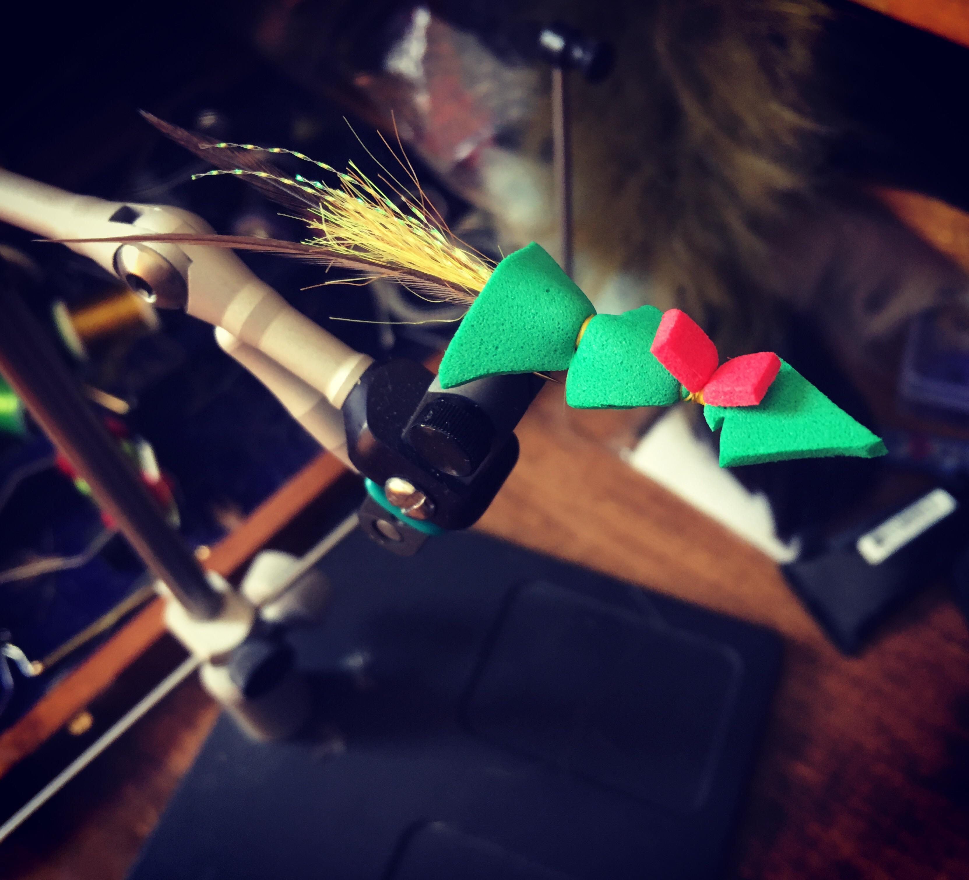 Dorky Christmas Pictures Dorky Christmas Tree foam topwater fly, tied up just this morning