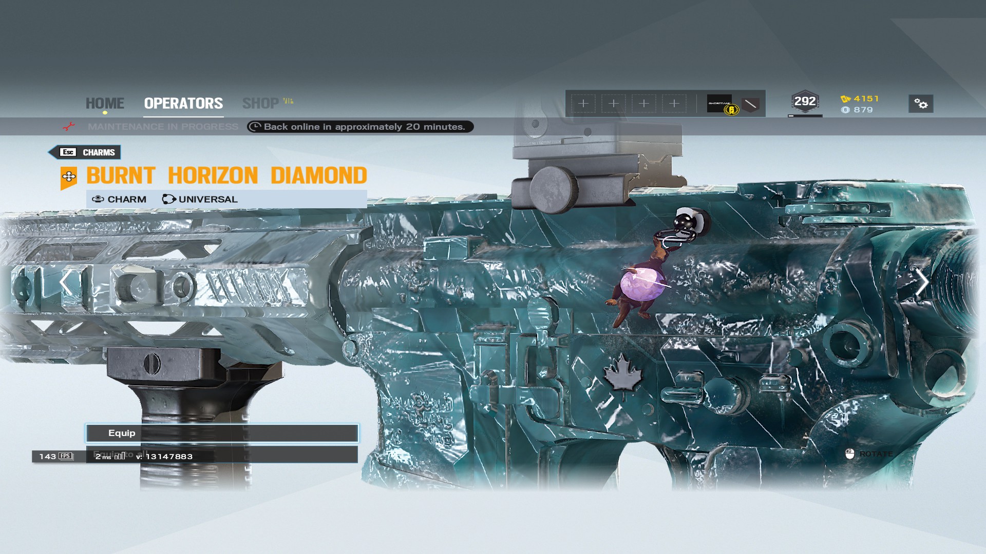 Burnt Horizon Diamond Charm r/Rainbow6