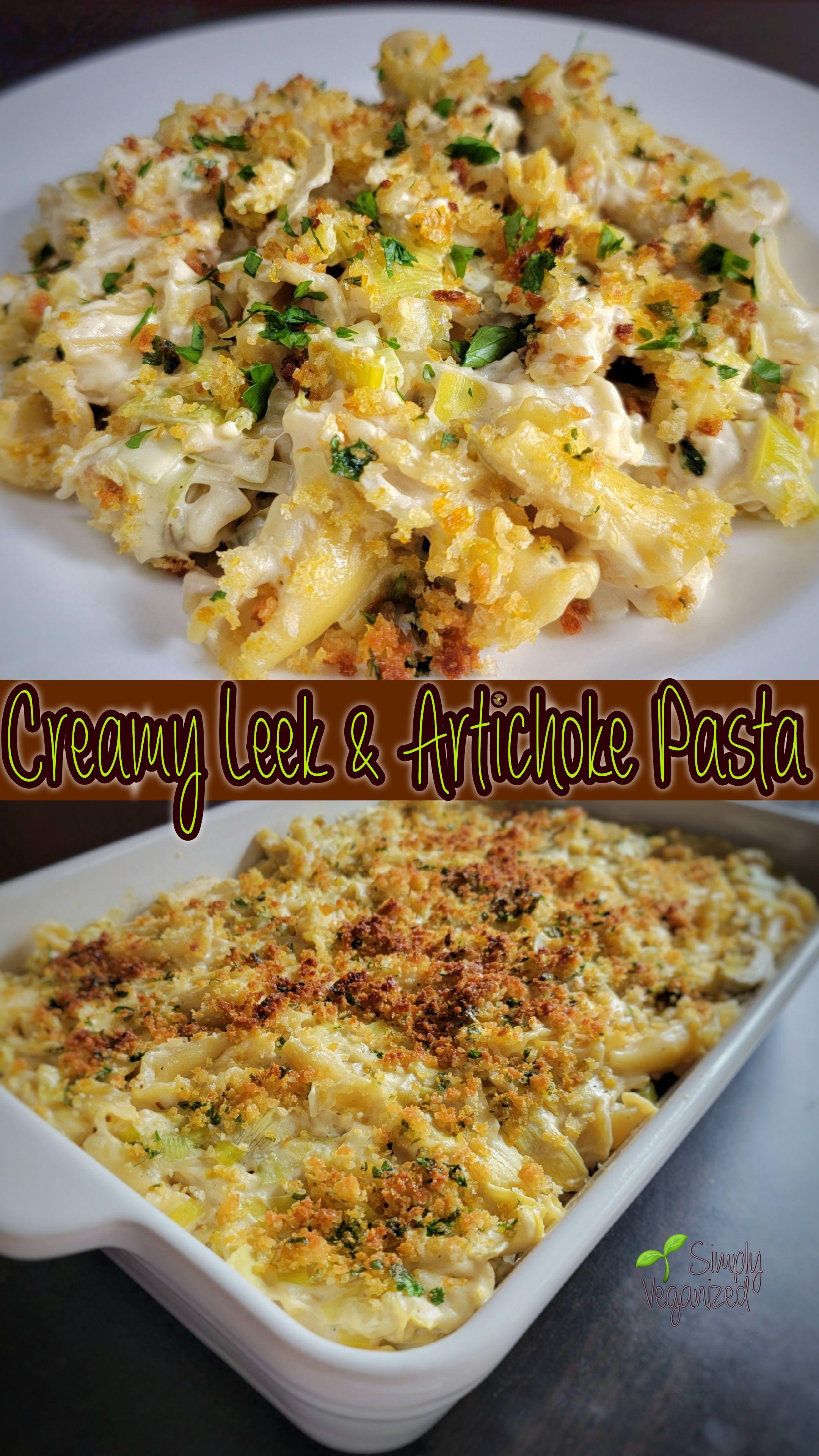 CREAMY LEEK & ARTICHOKE PASTA r/veganrecipes