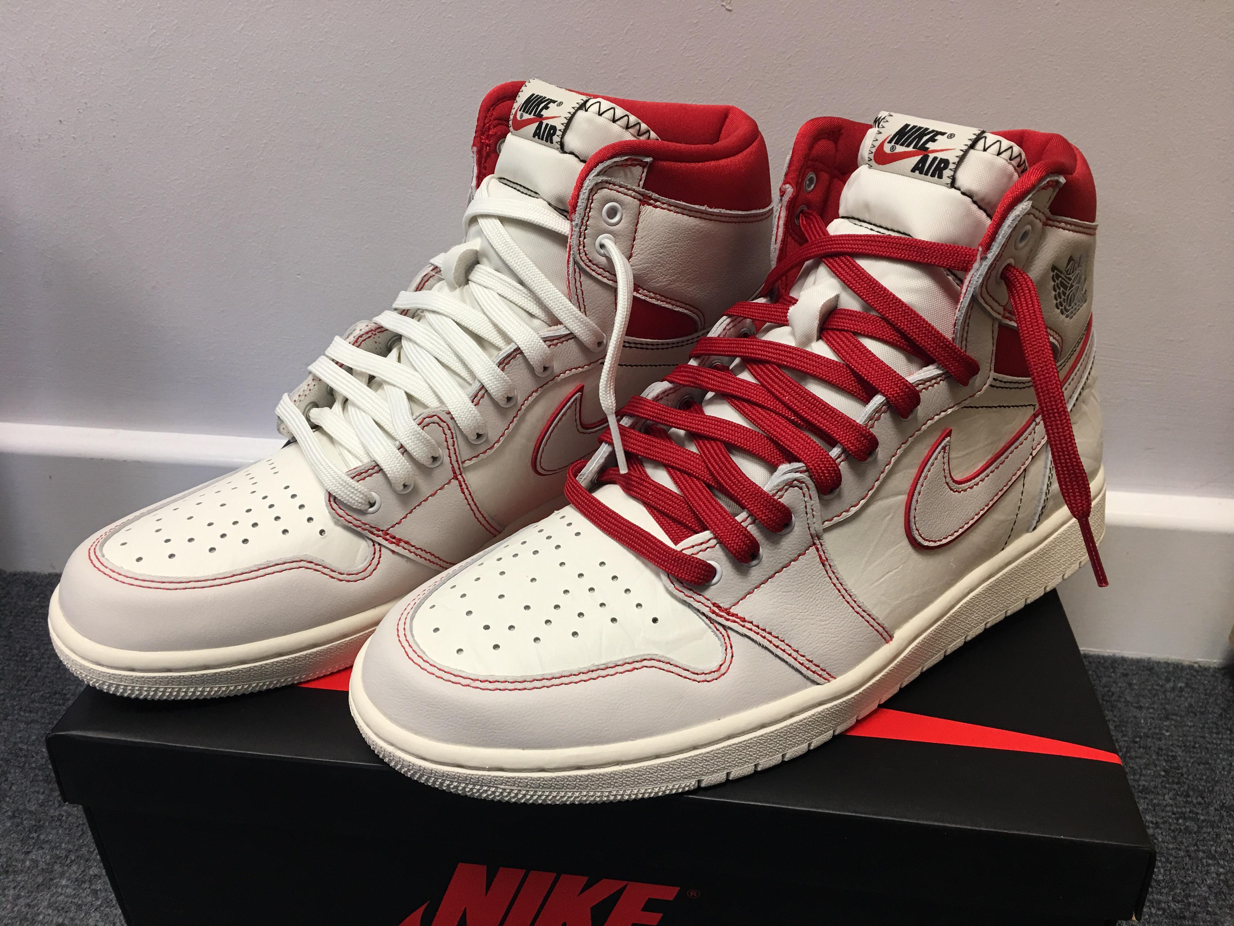 My Jordan 1 High OG “Phantom” has just been delivered. Red Laces, White