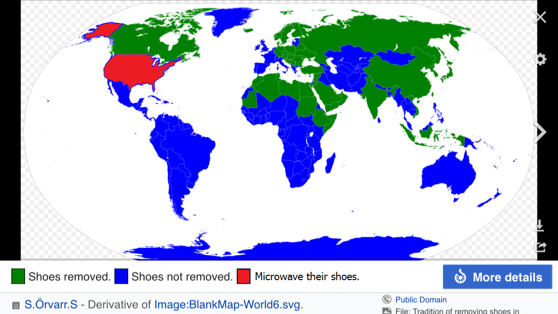 Wearing shoes inside the house, by country r/mapporncirclejerk
