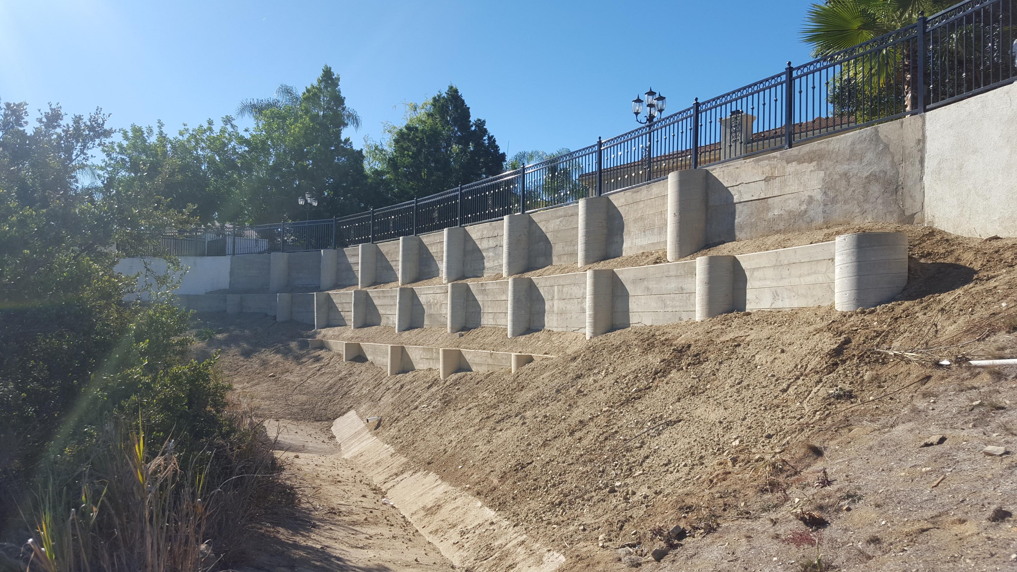Huge retaining wall we did in Diamond Bar, CA. 26 Caissons r/Construction
