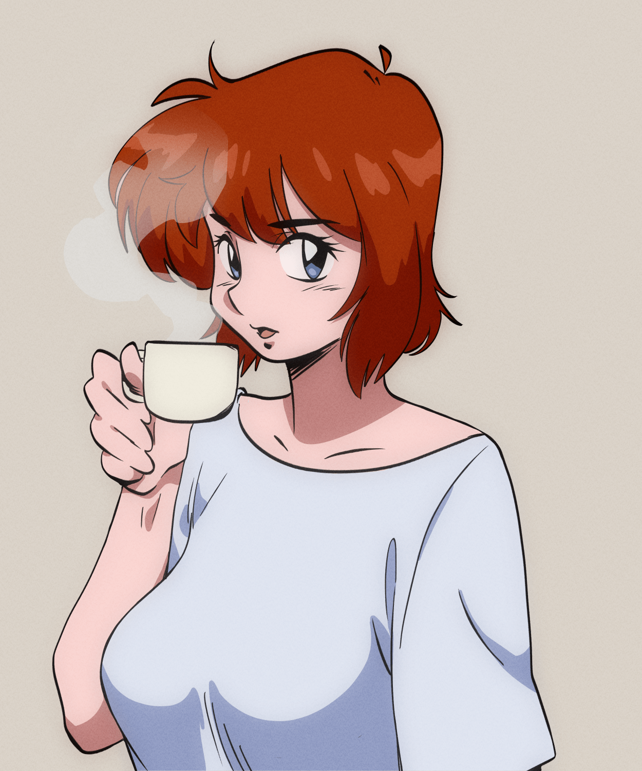 Inking Brush And Regular G Pen To Create A Cel Shading Style Drawing Added A Gaussian Blur Layer And A Perlin Noise Layer To Complete Retro The Effect Digitalart