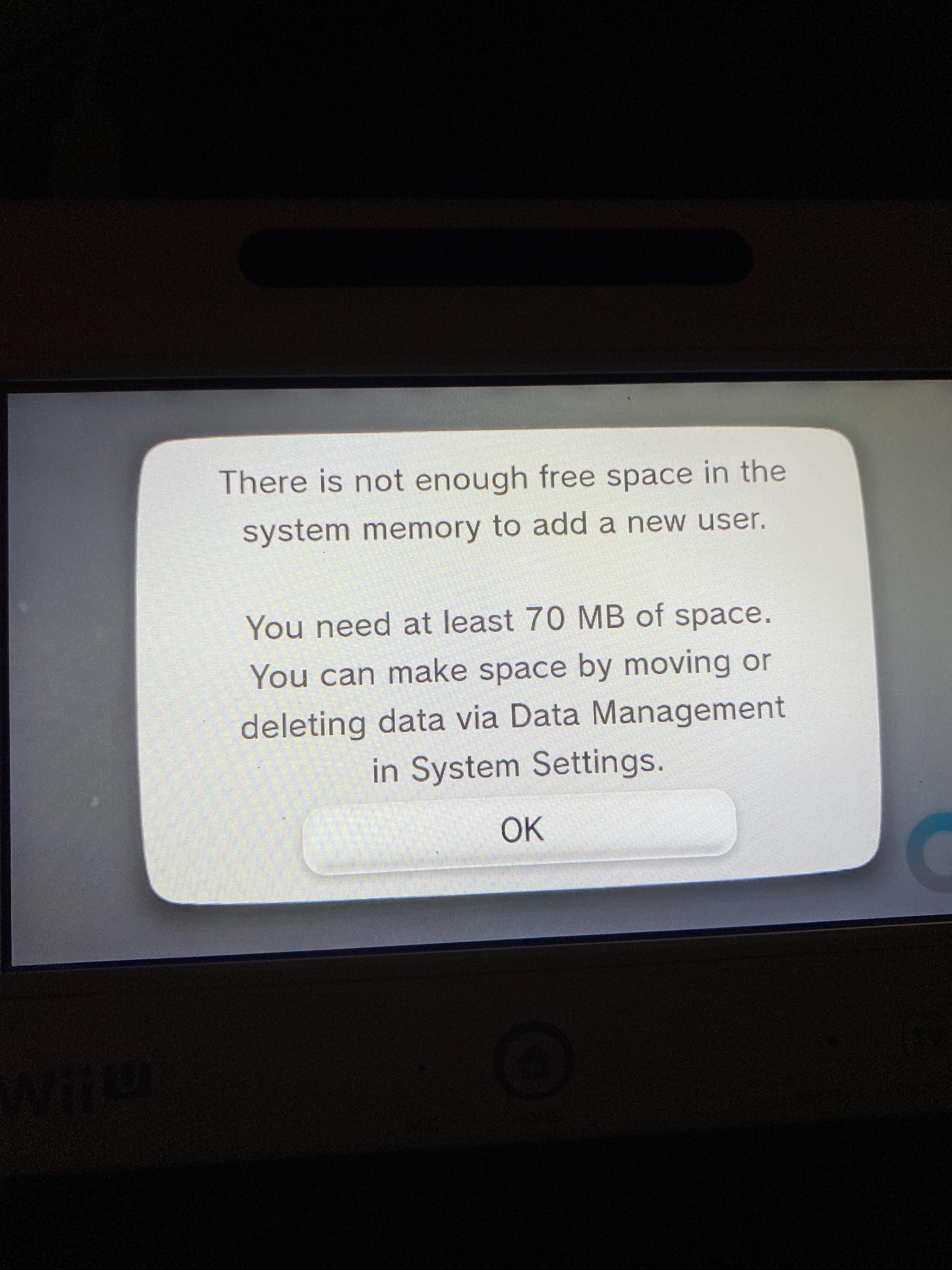 Just bought a second hand Wii U and I can’t create a new profile as