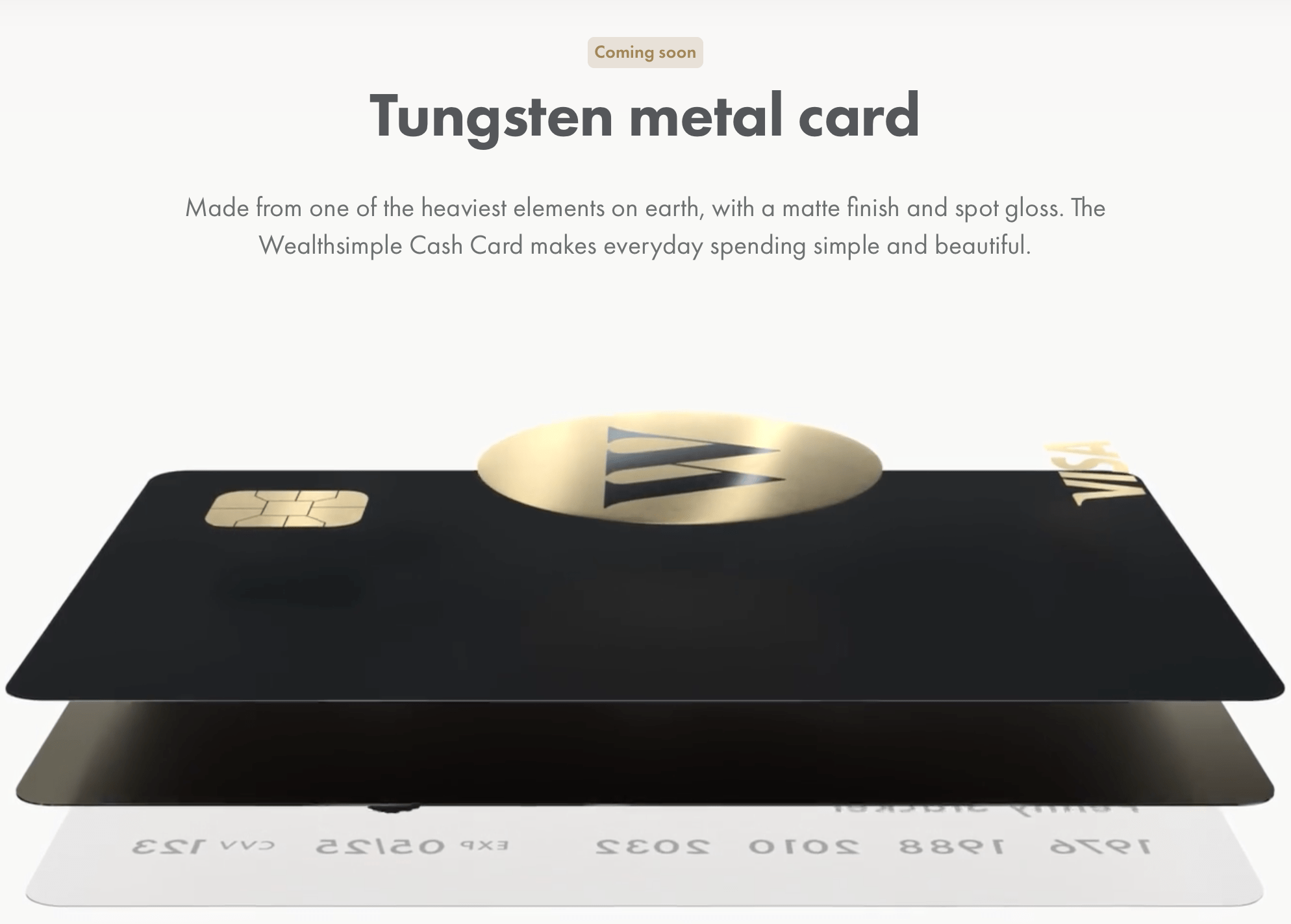 Wealthsimple announces Tungsten metal card "Cash" card Wealthsimple_Cash