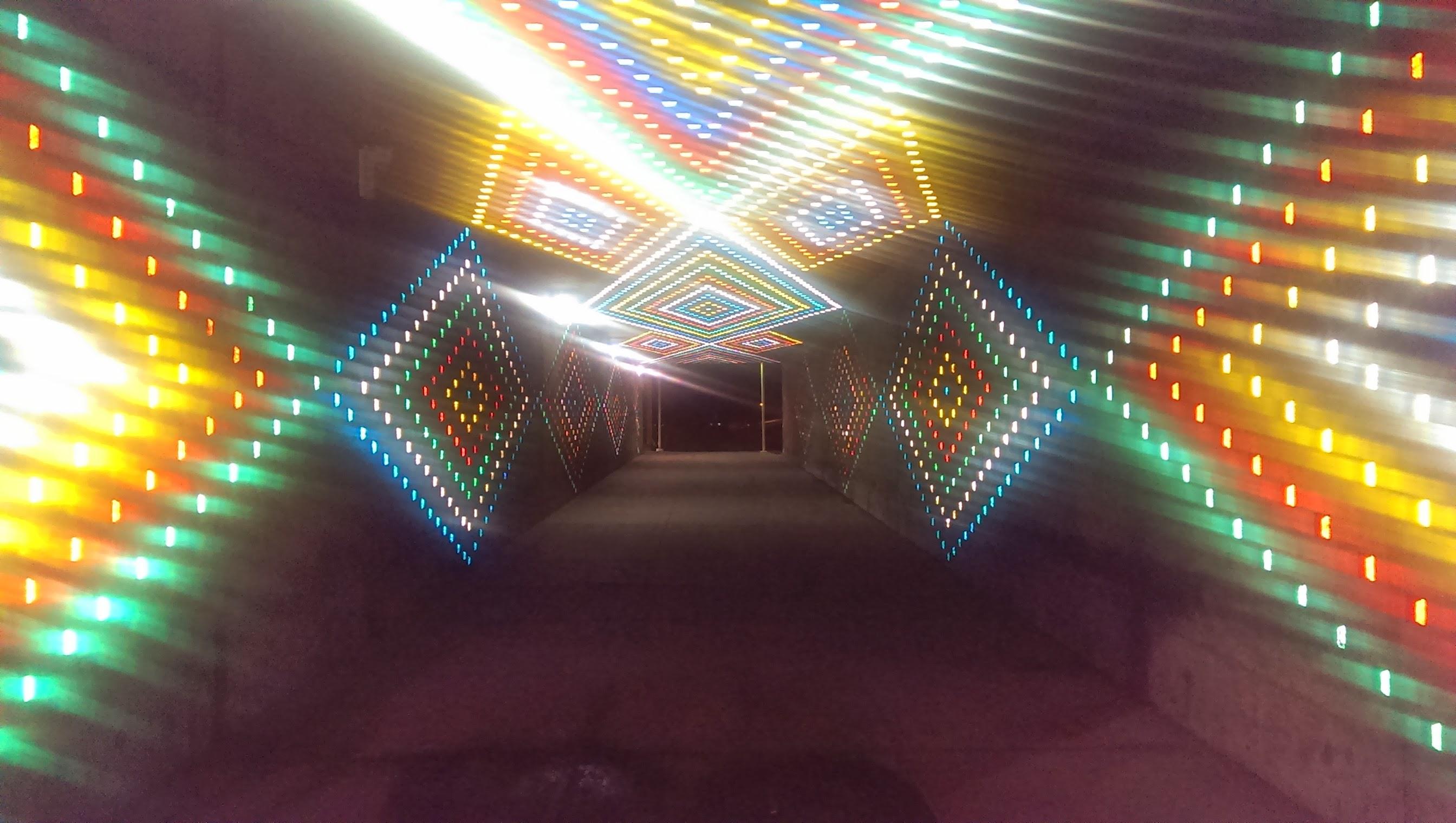 Pedestrian tunnel in Denver road reflector installation r/pics