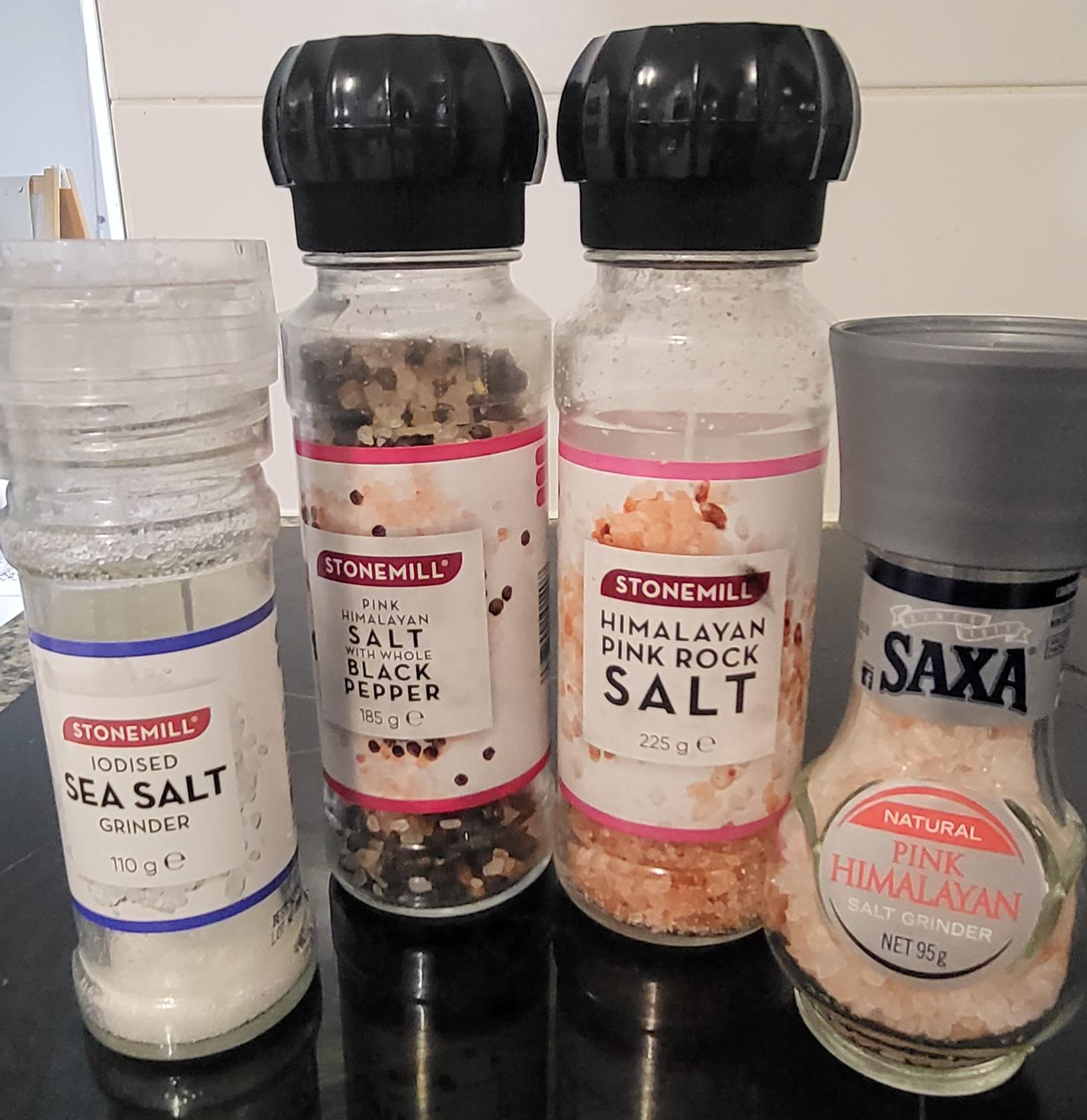 4 salt (and pepper) grinders don't work because my husband keeps using them over steaming pots