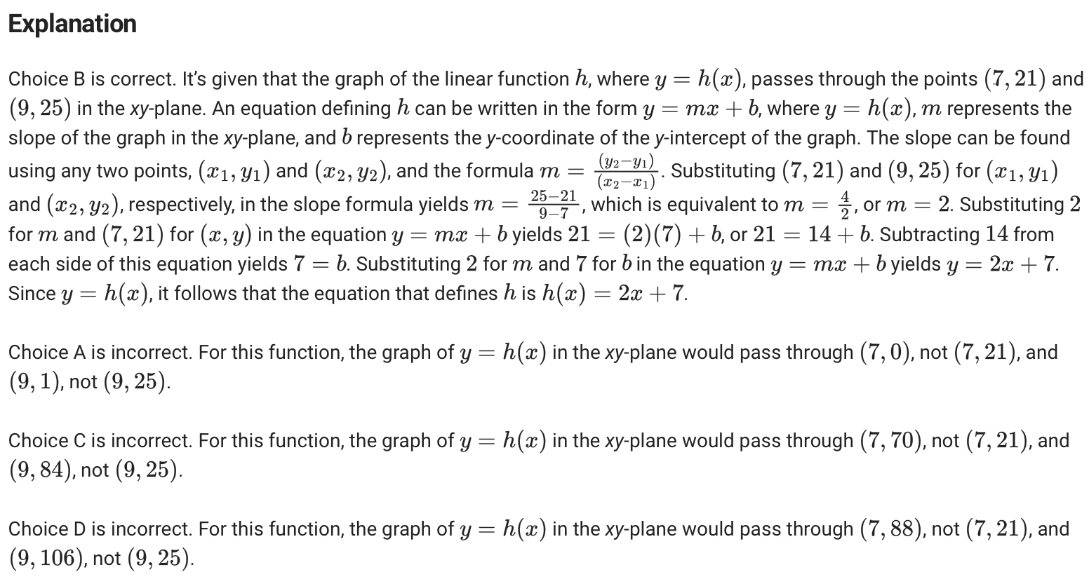 Official Explanation to Bluebook Test 5: Math Module 2 Hard, Question