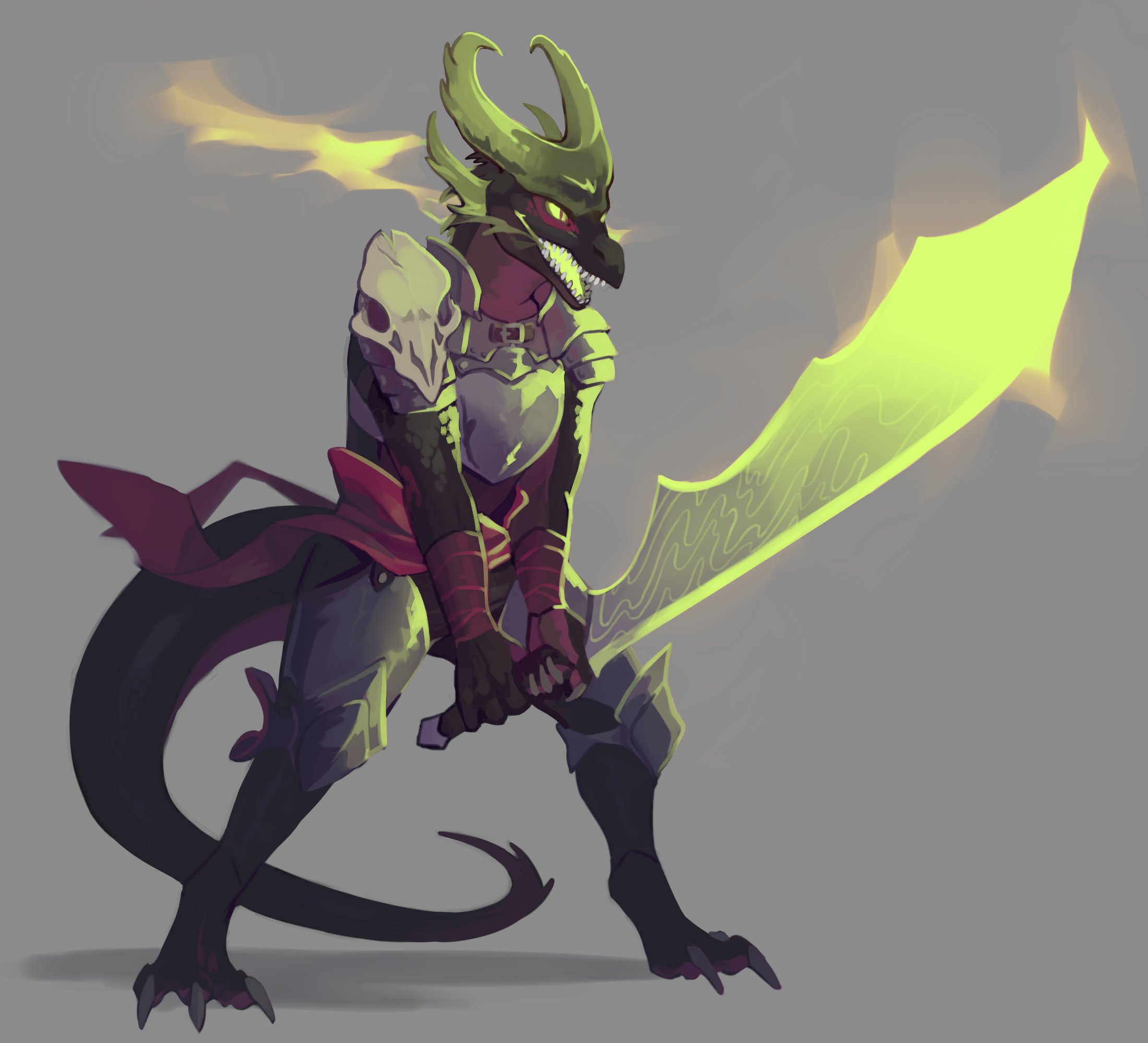 [OC] Hexblade Warlock Dragonborn with a real big sword! characterdrawing