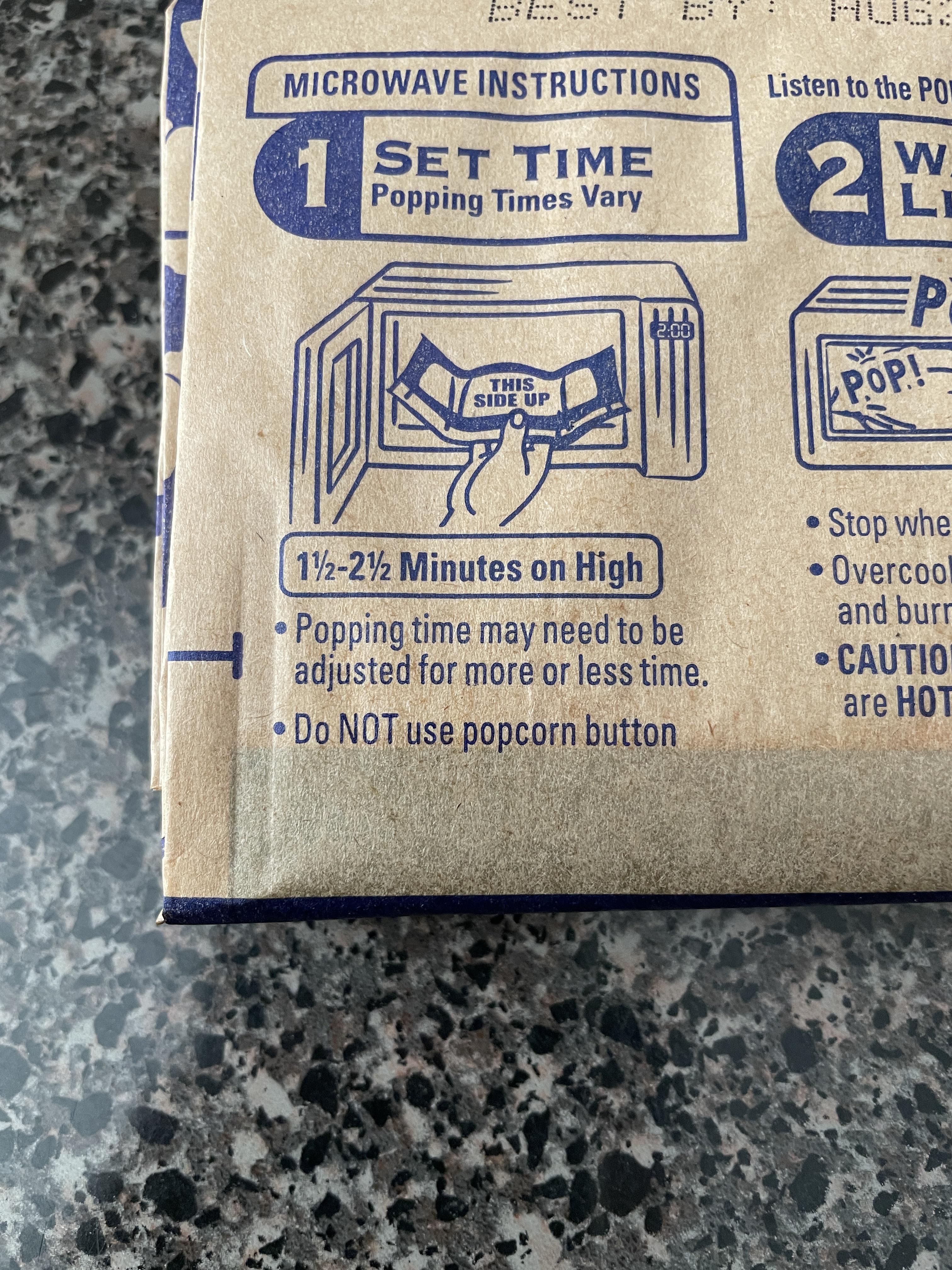 Just found out popcorn doesn’t want you to use the popcorn setting on