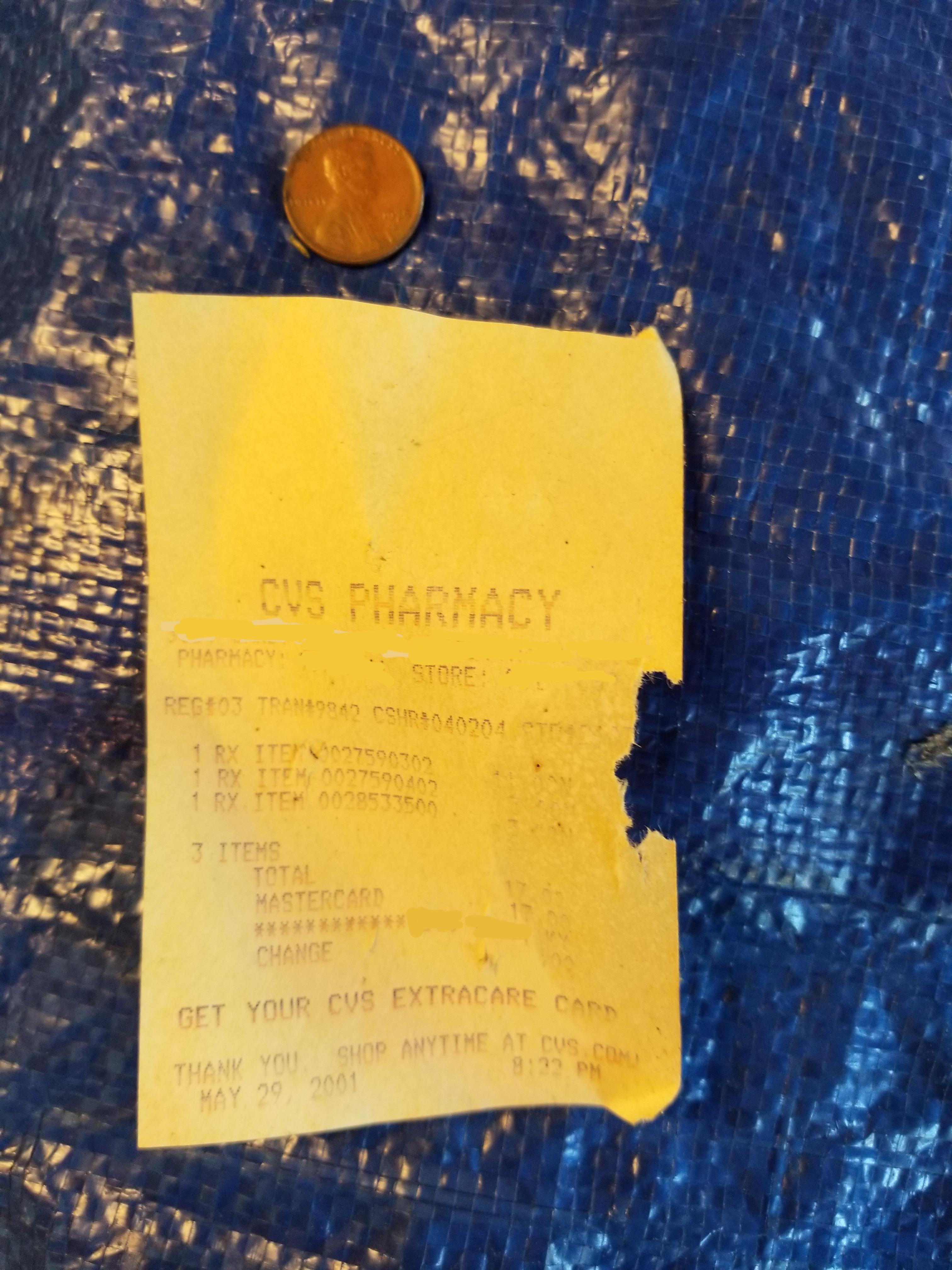This small CVS receipt from 2001 r/mildlyinteresting
