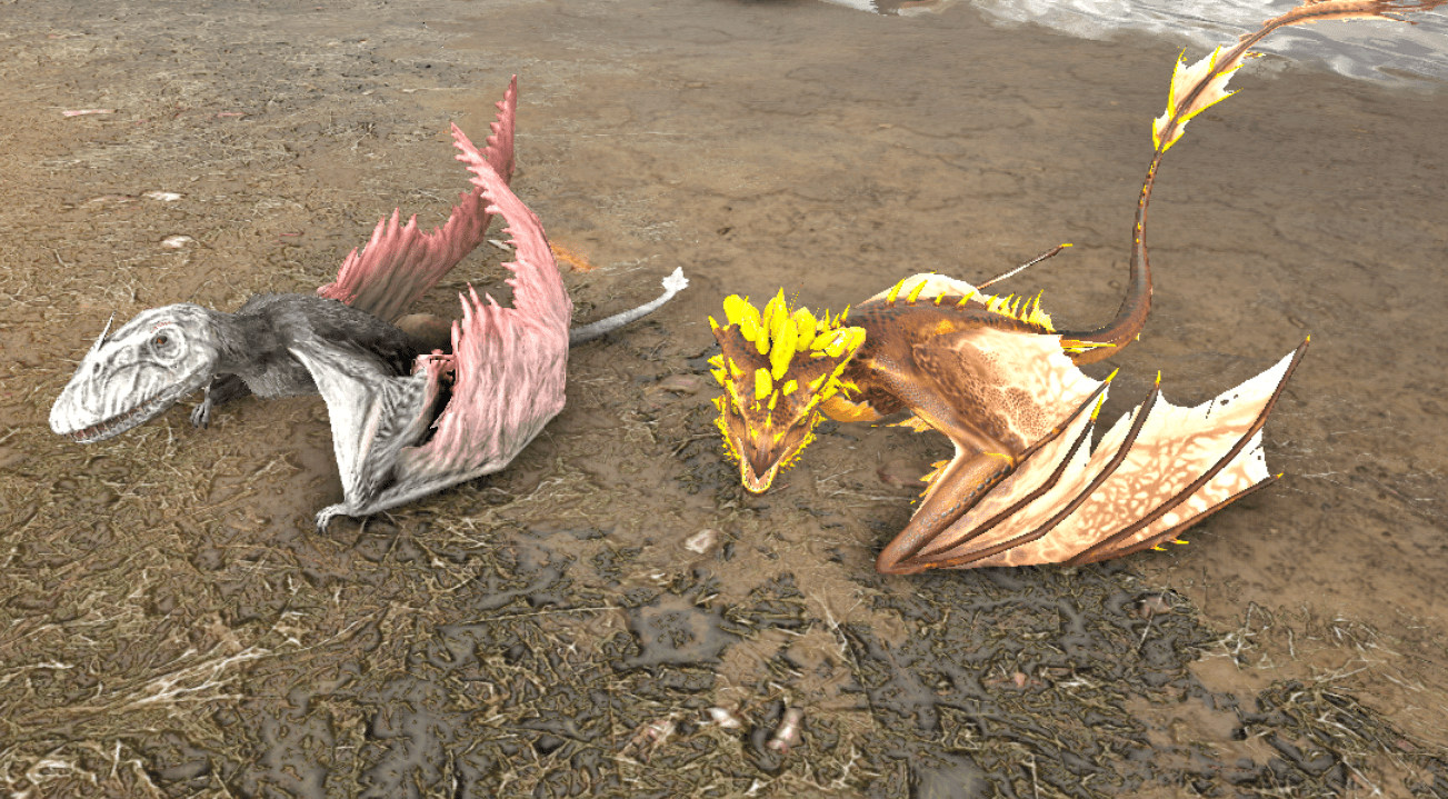 Baby Wyvern Next to a Dimorphodon r/ARK