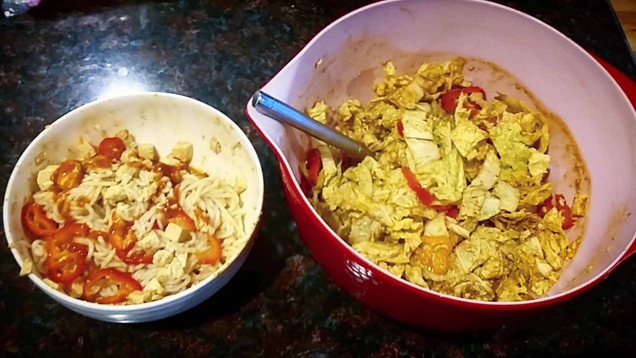 280cal for a huge meal. Shirataki noodles and Napa cabbage salad north