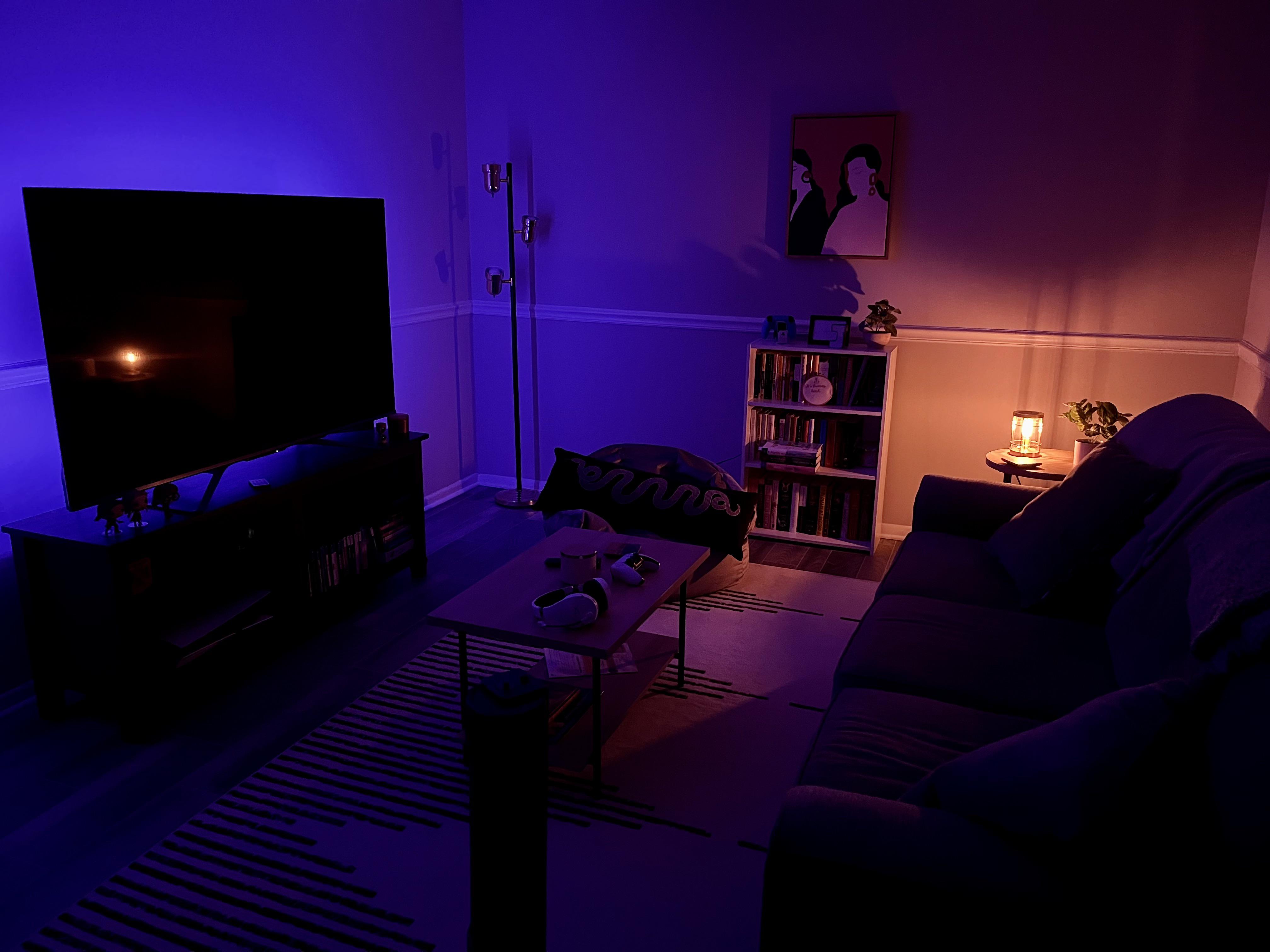 i really dig the vibes of my living room at night 😎 r/malelivingspace
