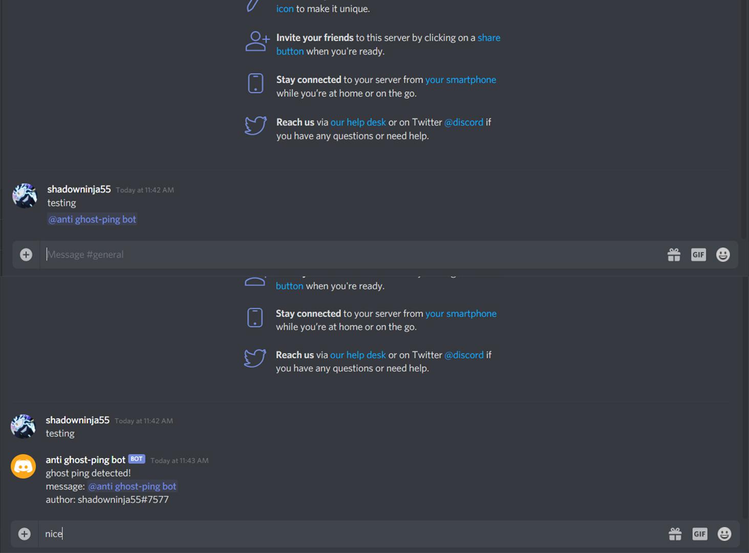 someone made an anti ghost ping bot but didn't post a link or code, so