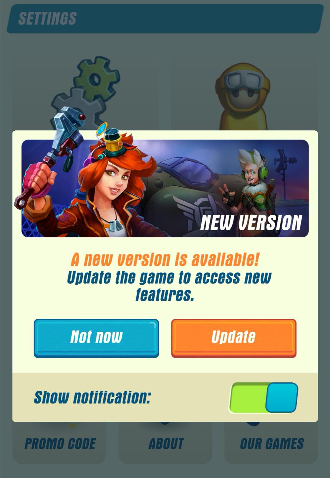 A new version notification, I'm on Android and Google play store shows