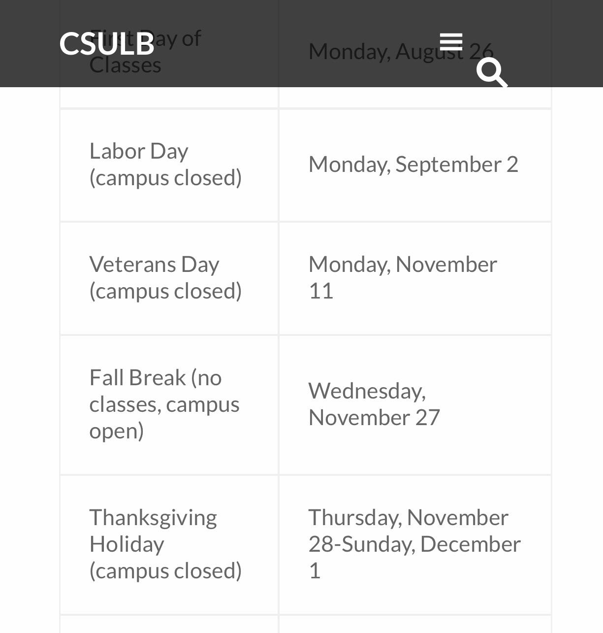 csulb 2023 fall schedule Turns out we’re e not getting a full week for Fall Break this semester