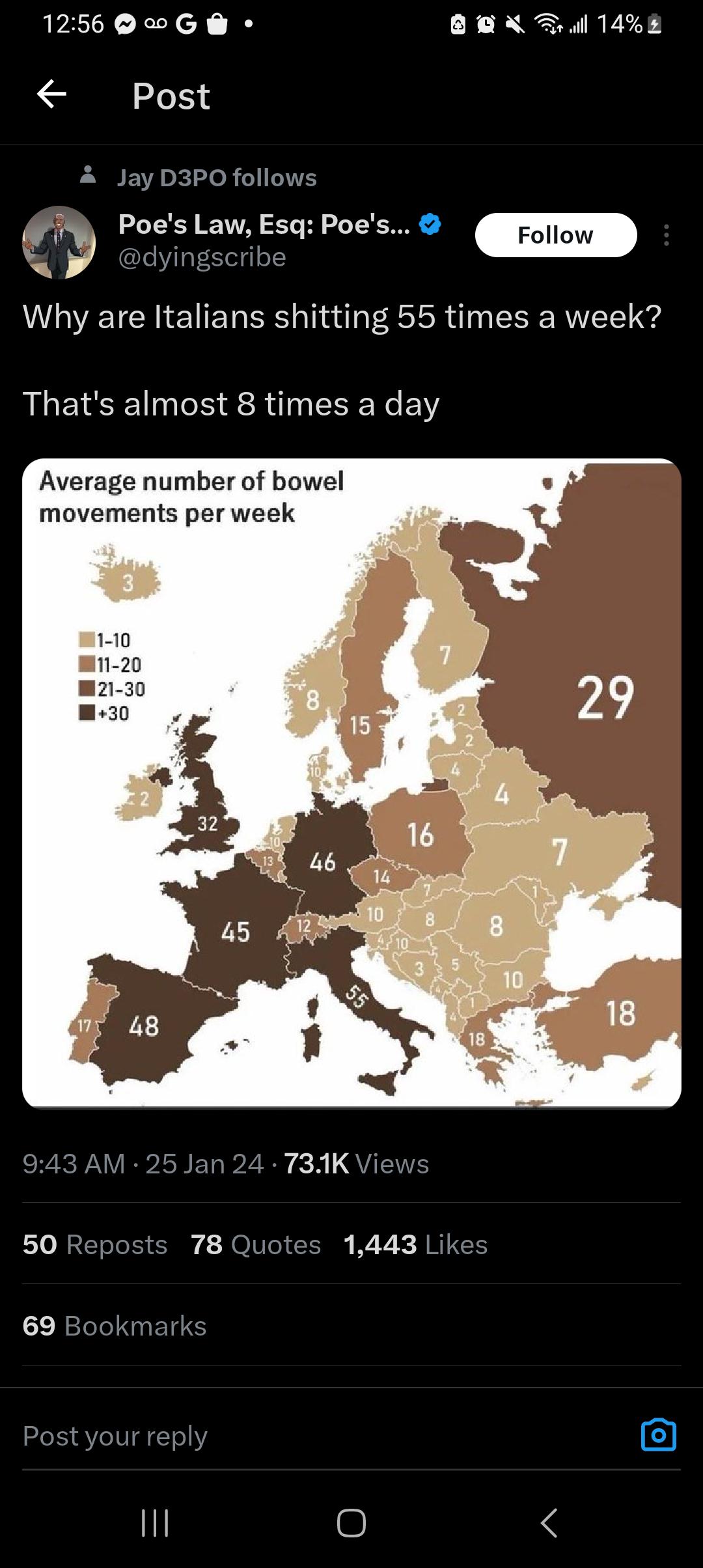 I mean how often do you poop a day? r/jakeandamir