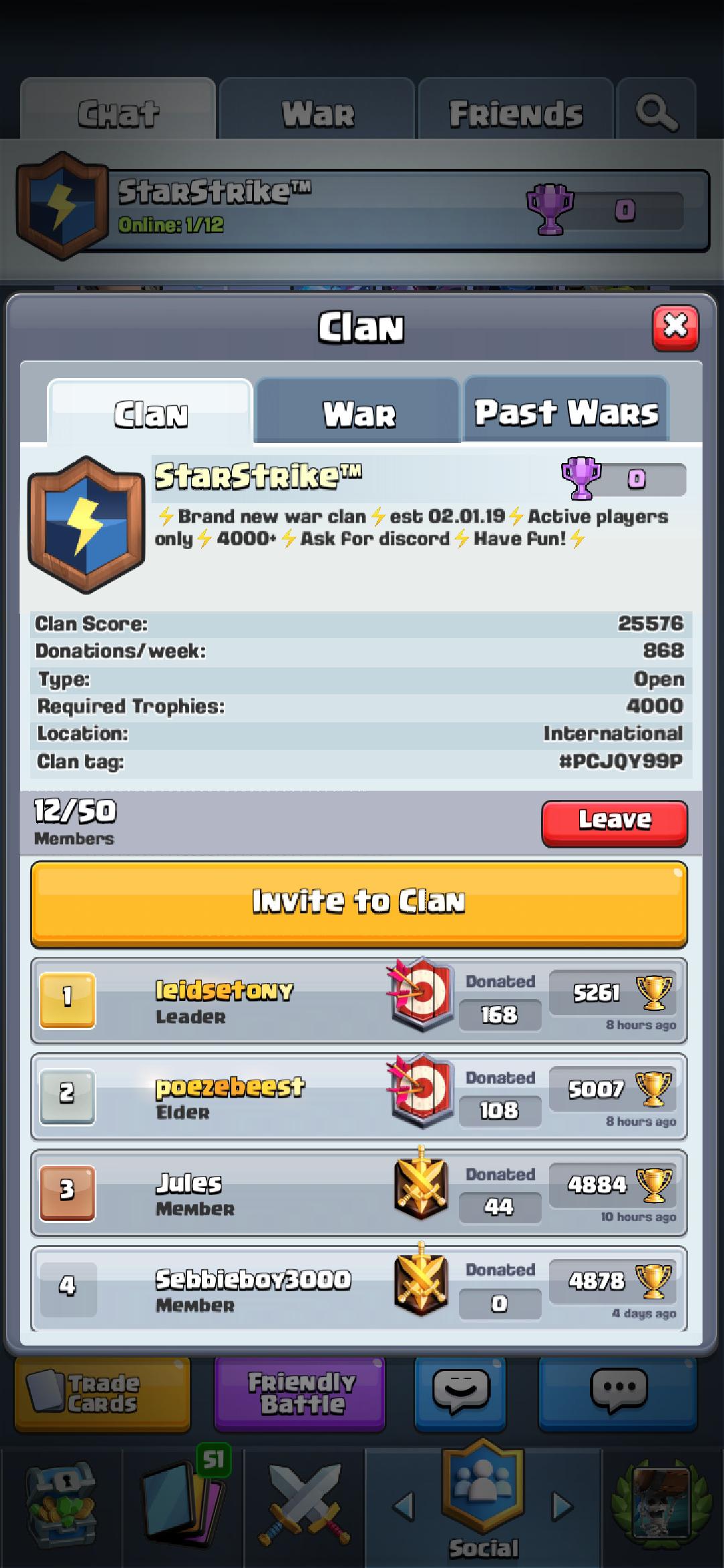 Join the official starstrike™️ clan and game all ways we help;donate