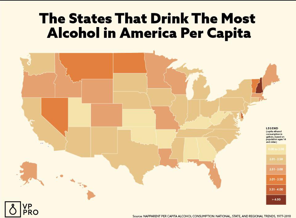 States that Drink the Most Alcohol r/MapPorn