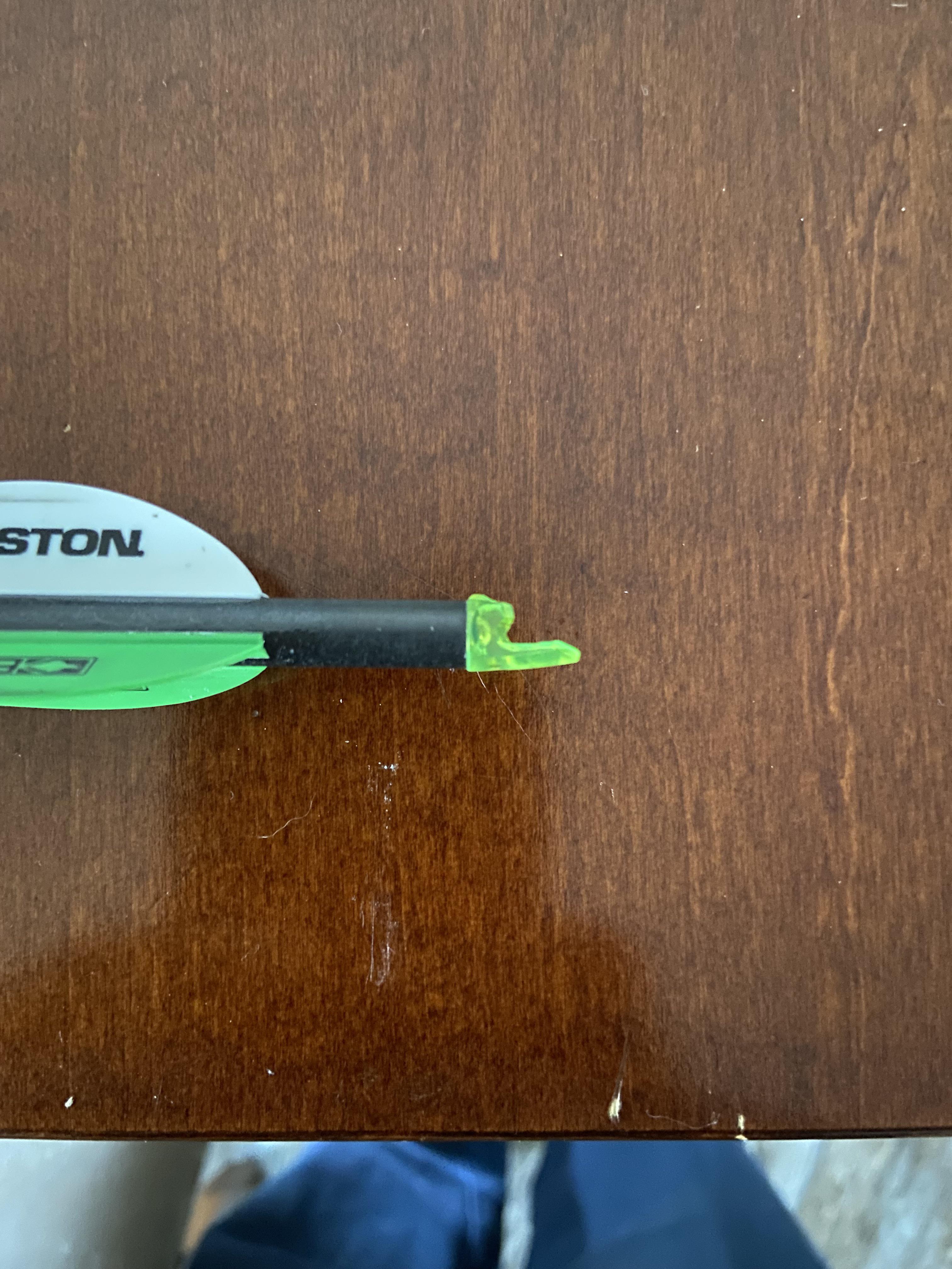 This is a carbon fiber arrow my son hit with another arrow. I can’t