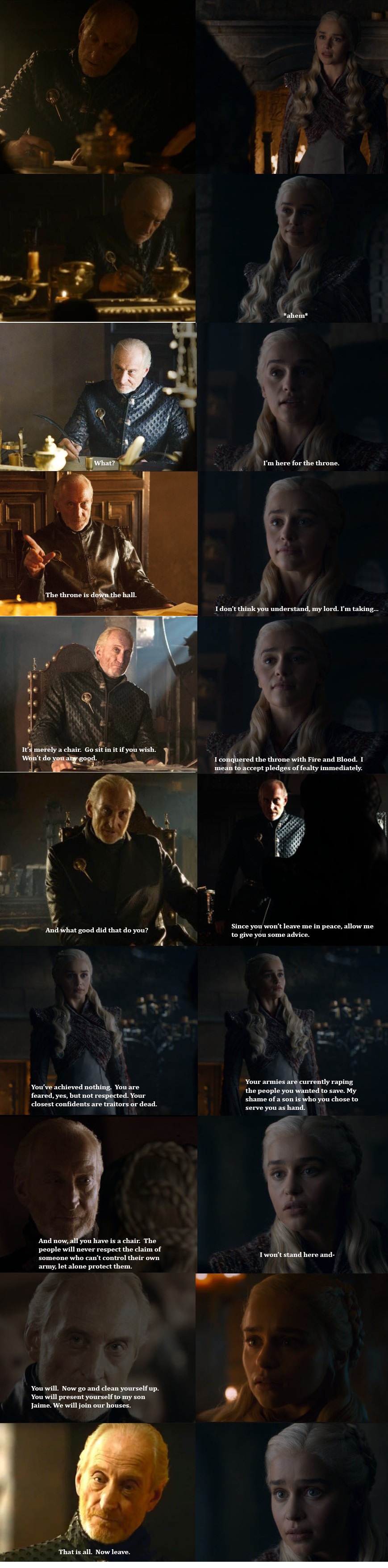 If Tywin was alive during season 8 r/freefolk