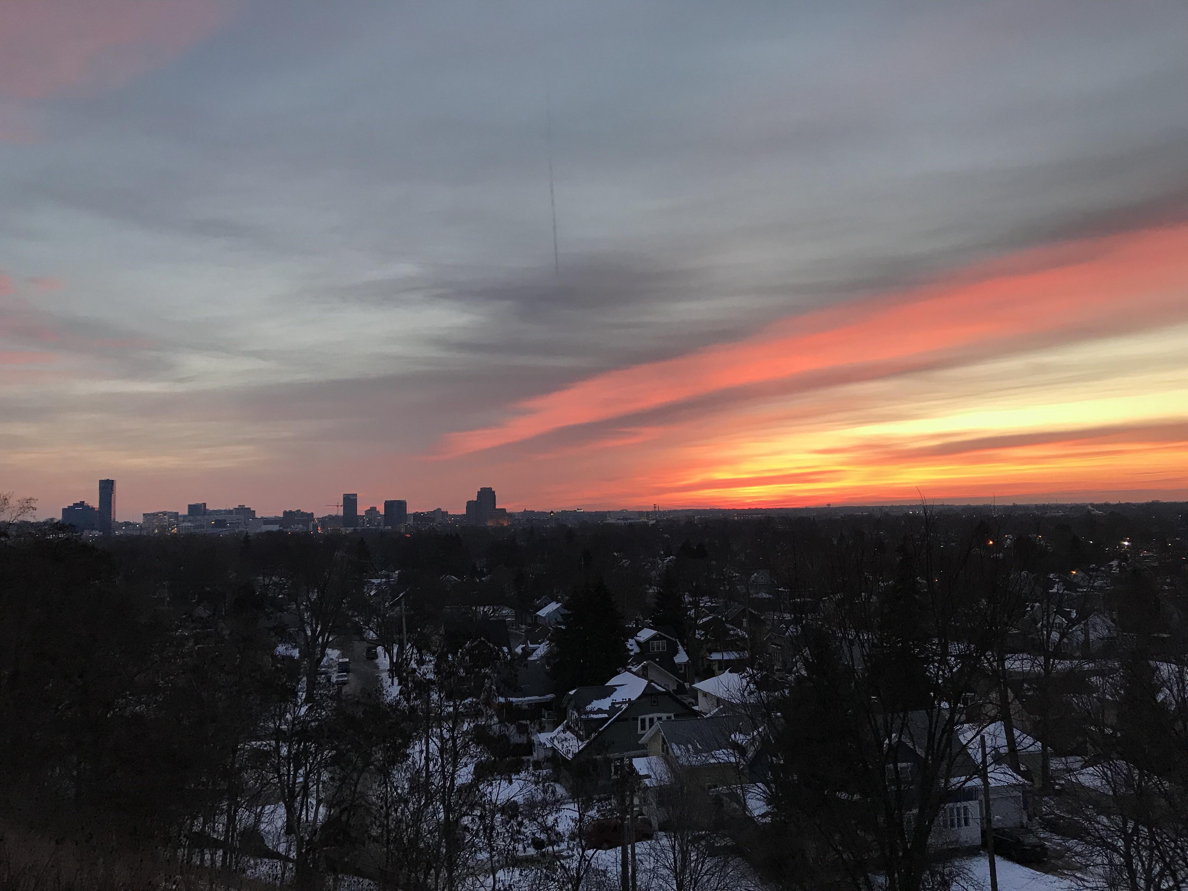 Grand Rapids skyline during sunrise r/Michigan