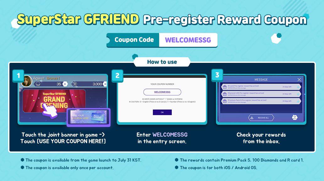 SuperStar GFRIEND Coupon Code for PCP5, 100 Diamonds, R card 1