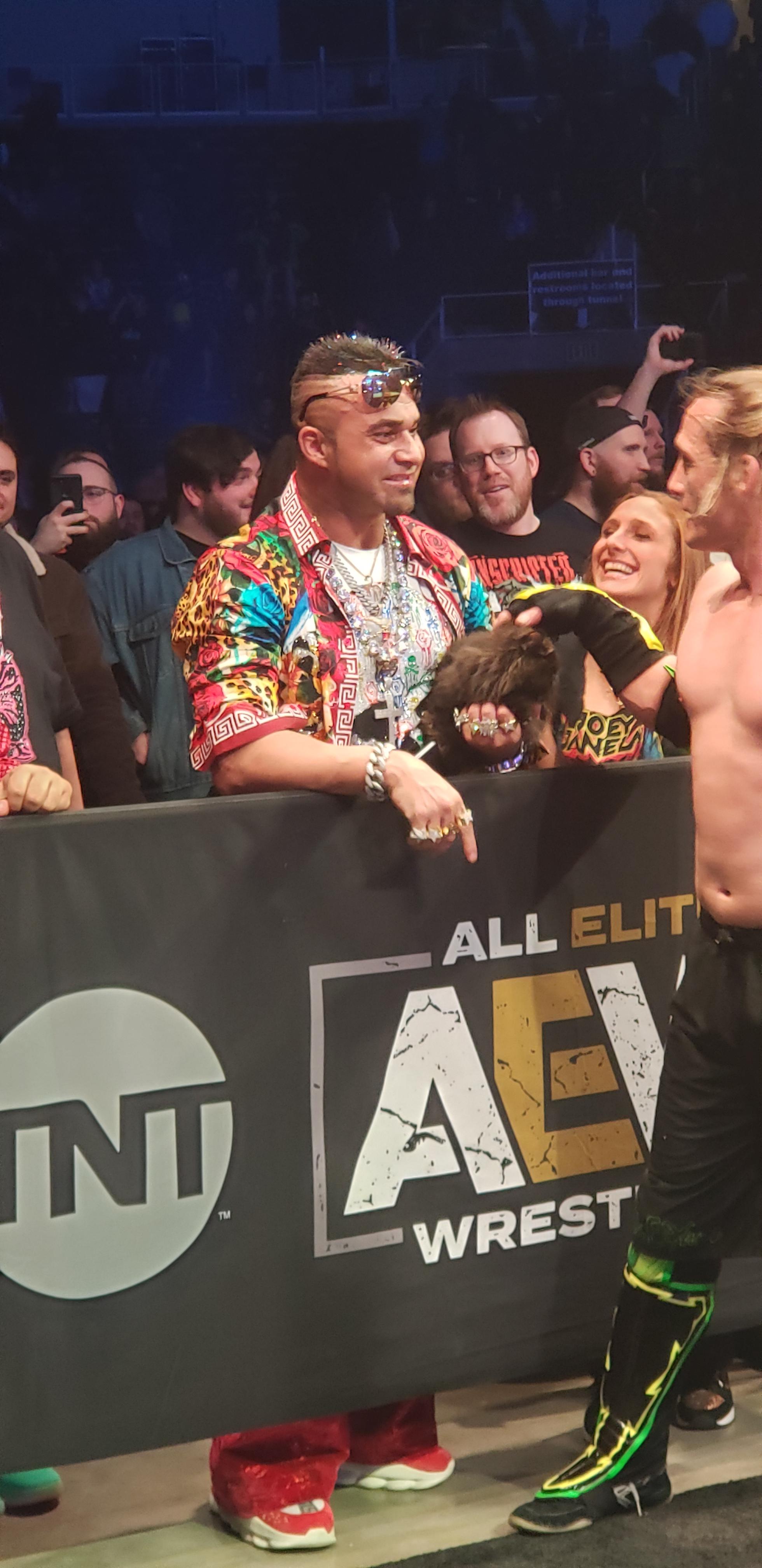 Teddy Hart at AEW Garland TX as a fan. Oh and his cat is a fan too