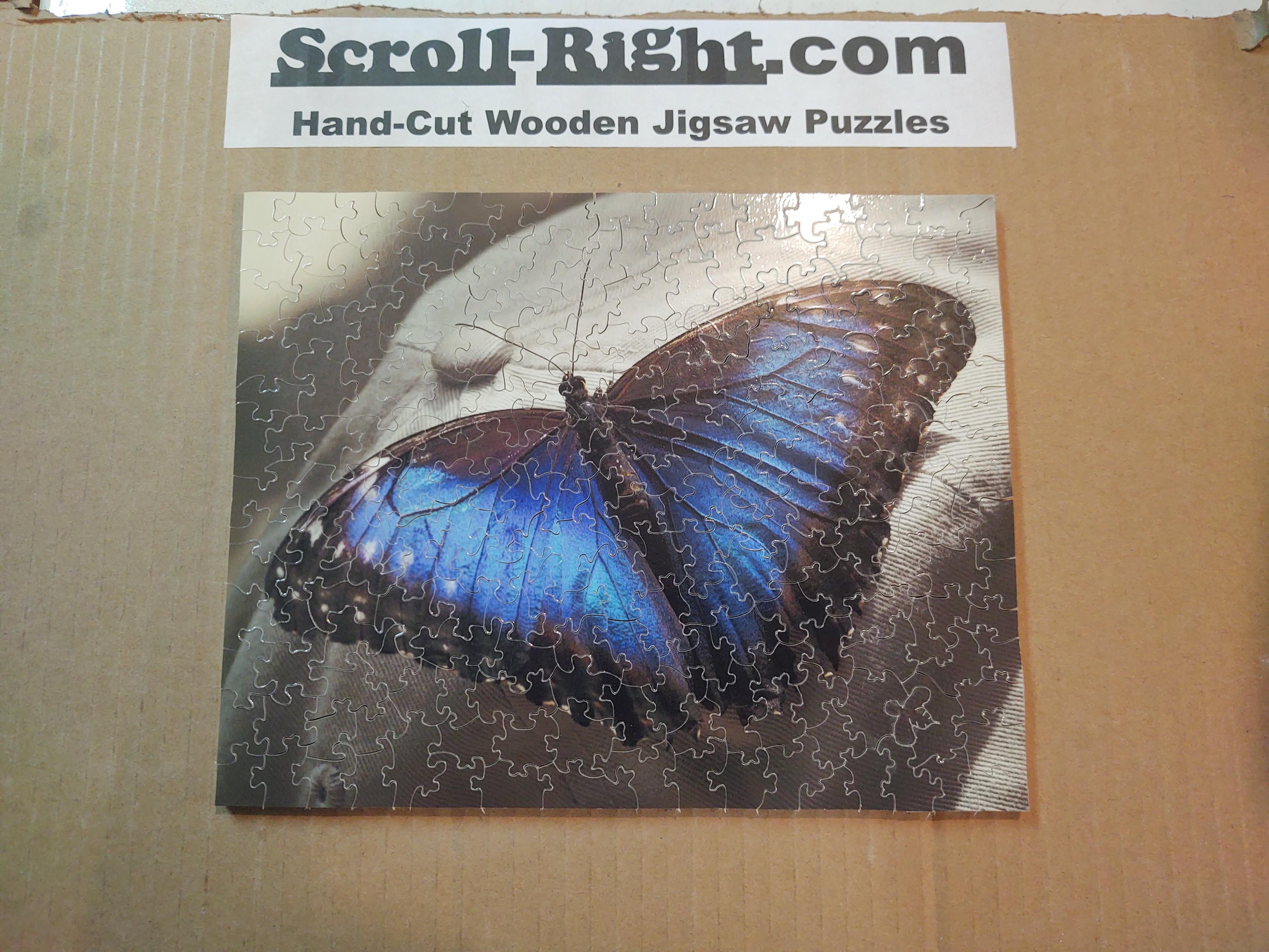 "Morpho Head" 8x10, 193 piece hand cut wooden jigsaw puzzle new in my shop