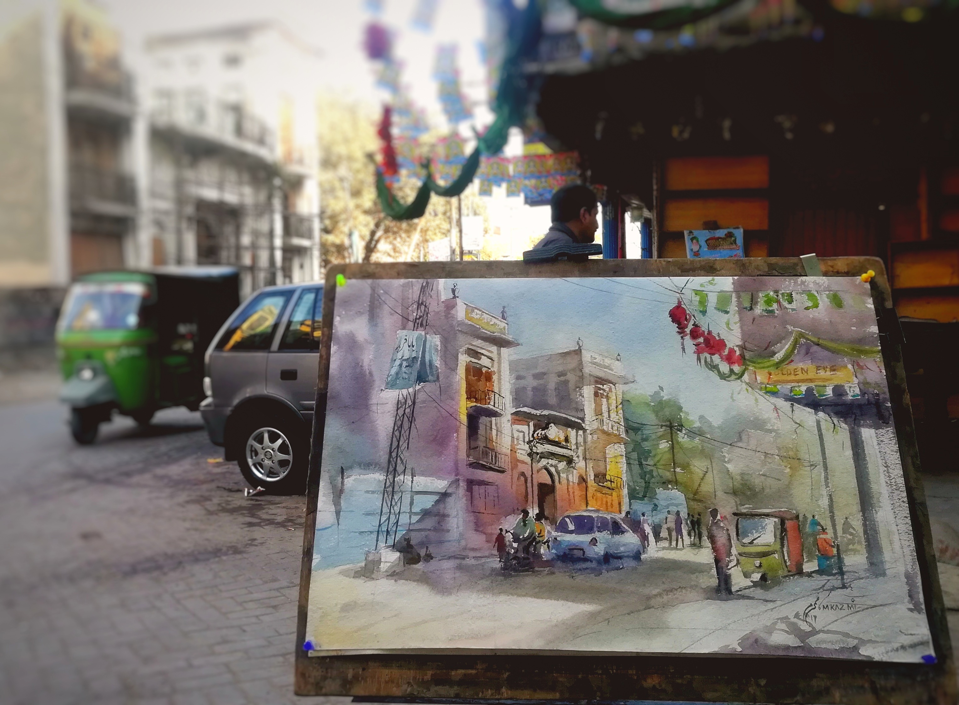 Walled city Lahore , watercolor on paper r/painting
