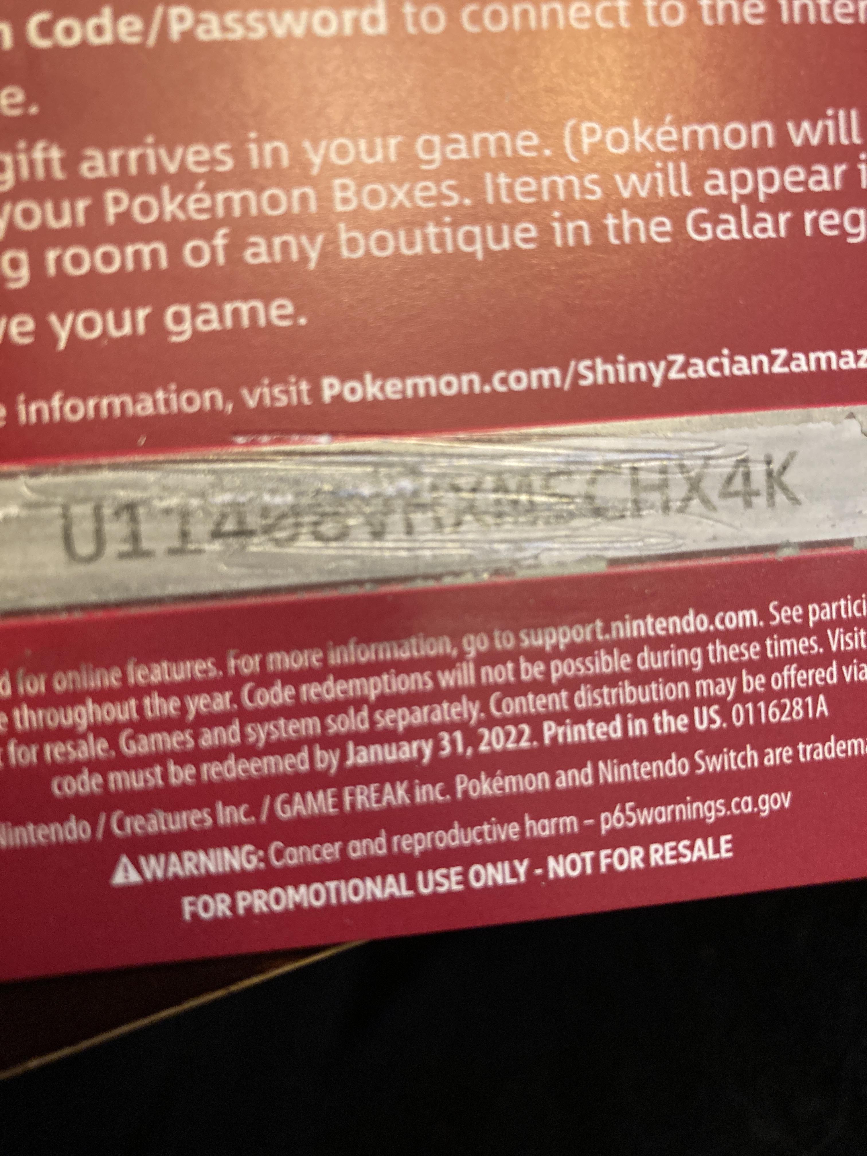 Shiny Zacian code r/PokemonTCG
