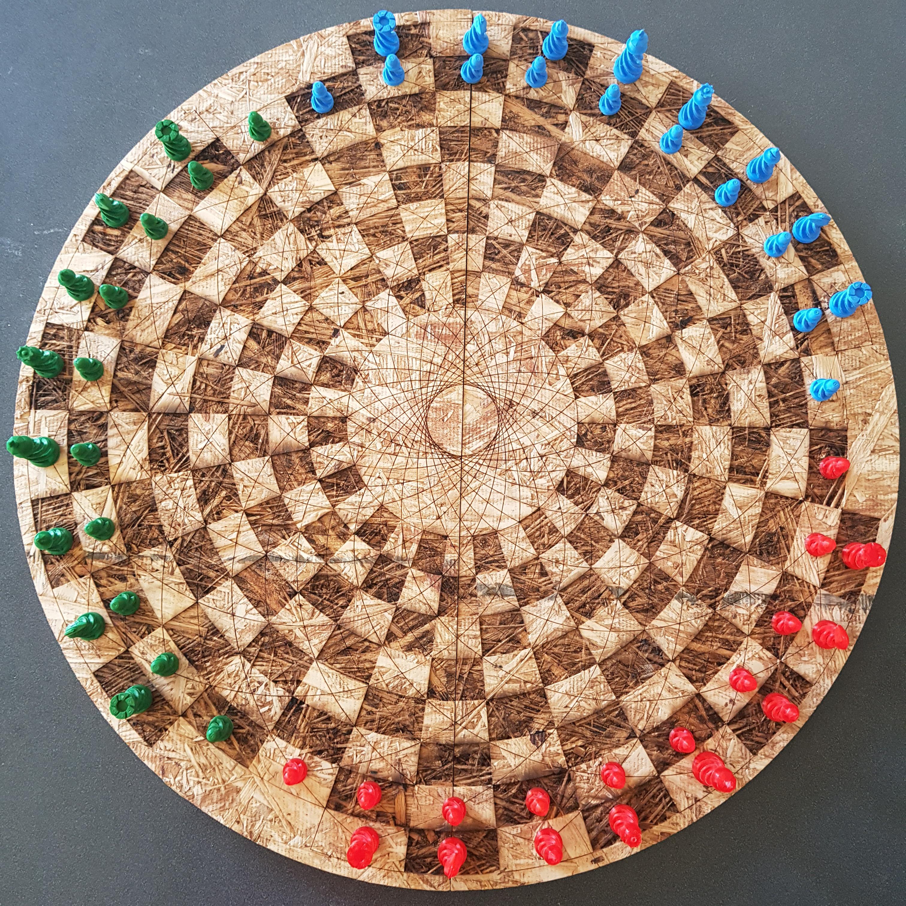 3player chess board laser cut onto scrap wood. r/lasercutting