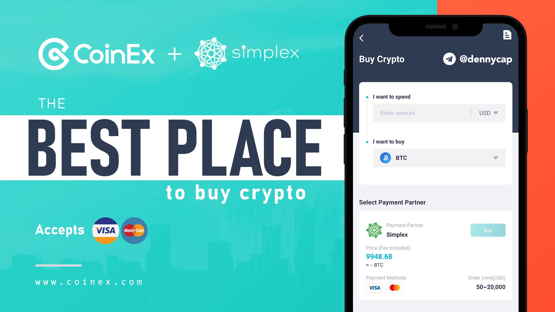 CoinEx X Simplex Partnership Buy crypto using a fast and secure credit