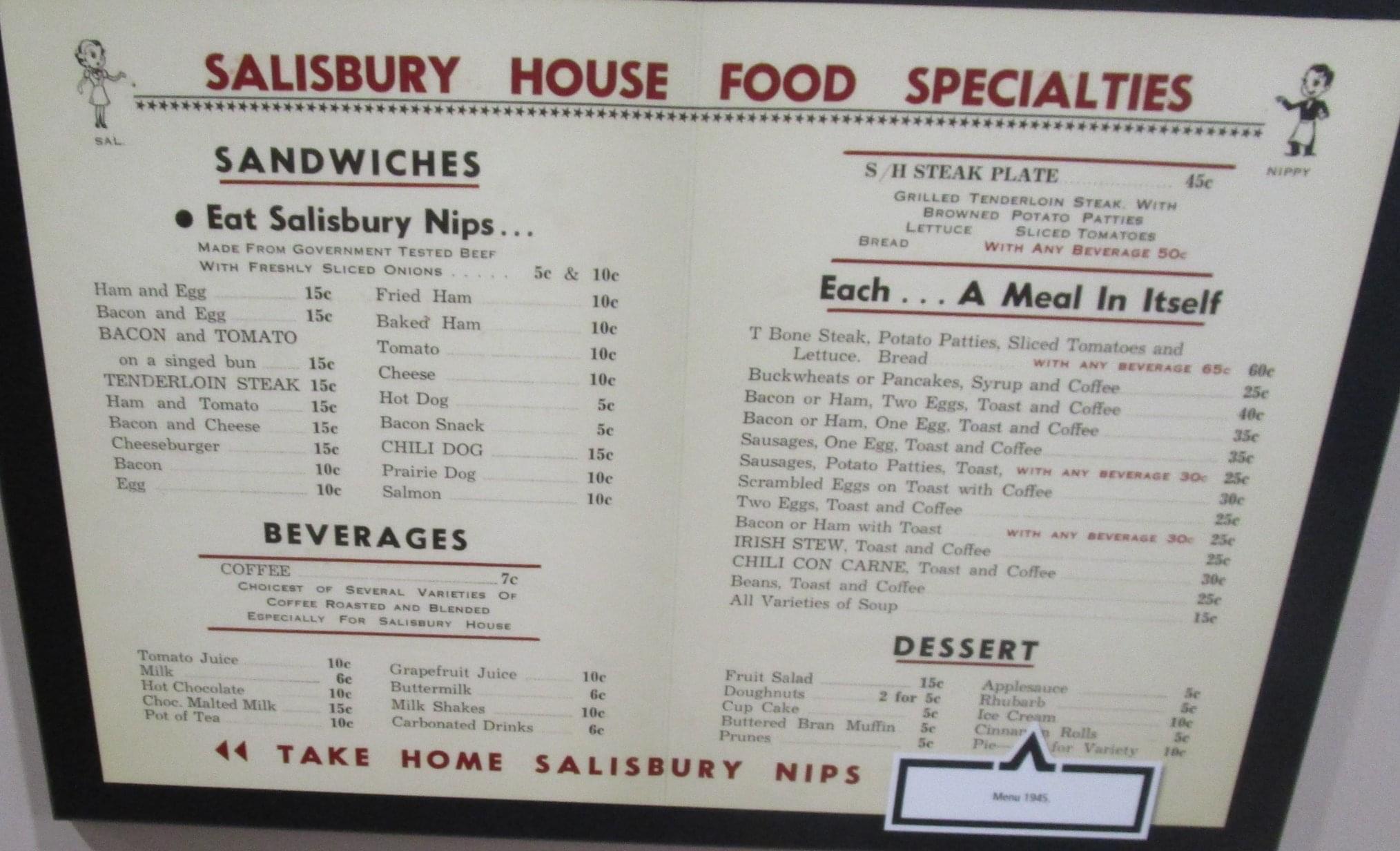 1945 menu. Salisbury House, Winnipeg, Canada. r/VintageMenus