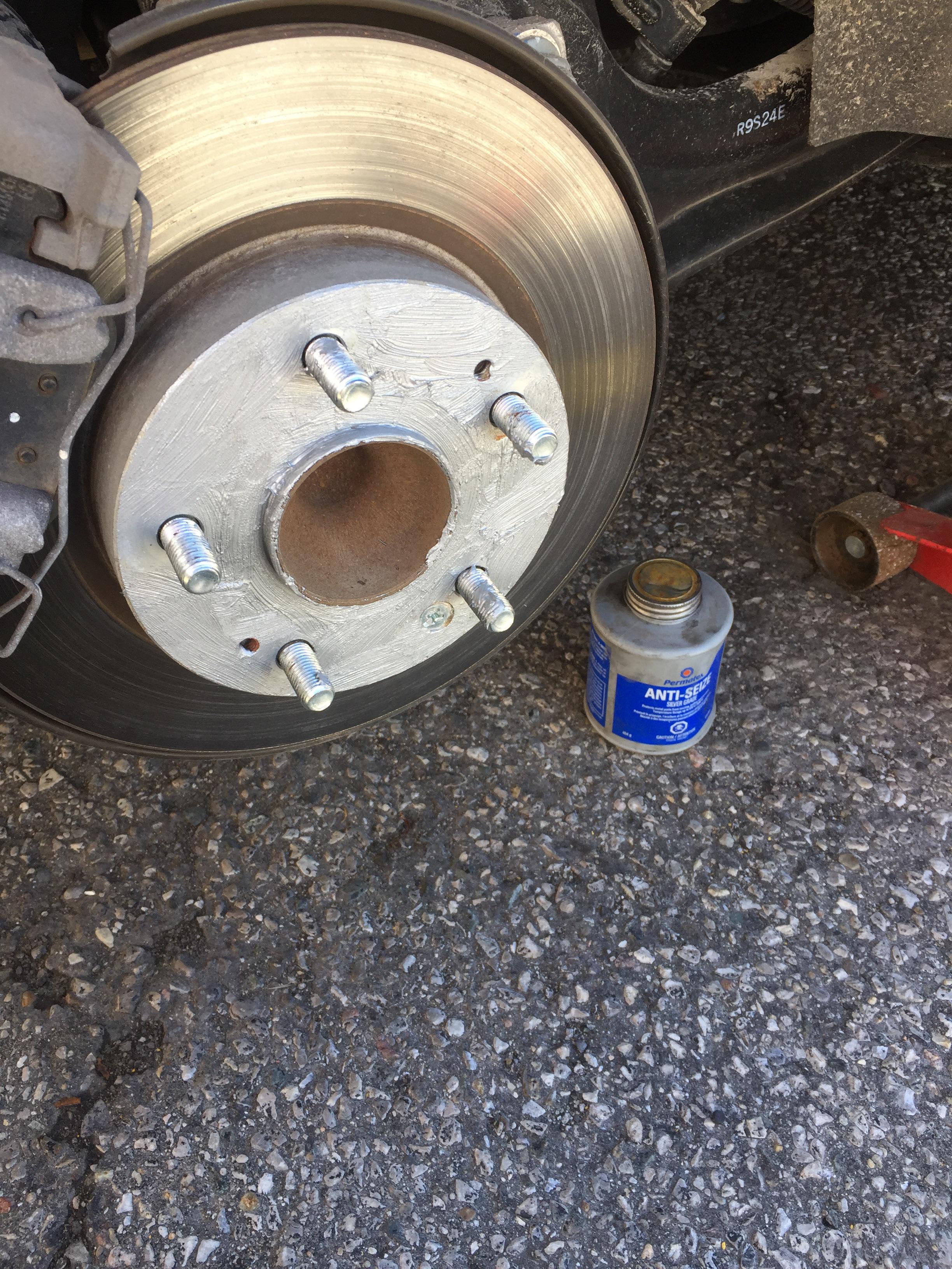 Anti seize on mating surface to stop wheels from seizing on rotor