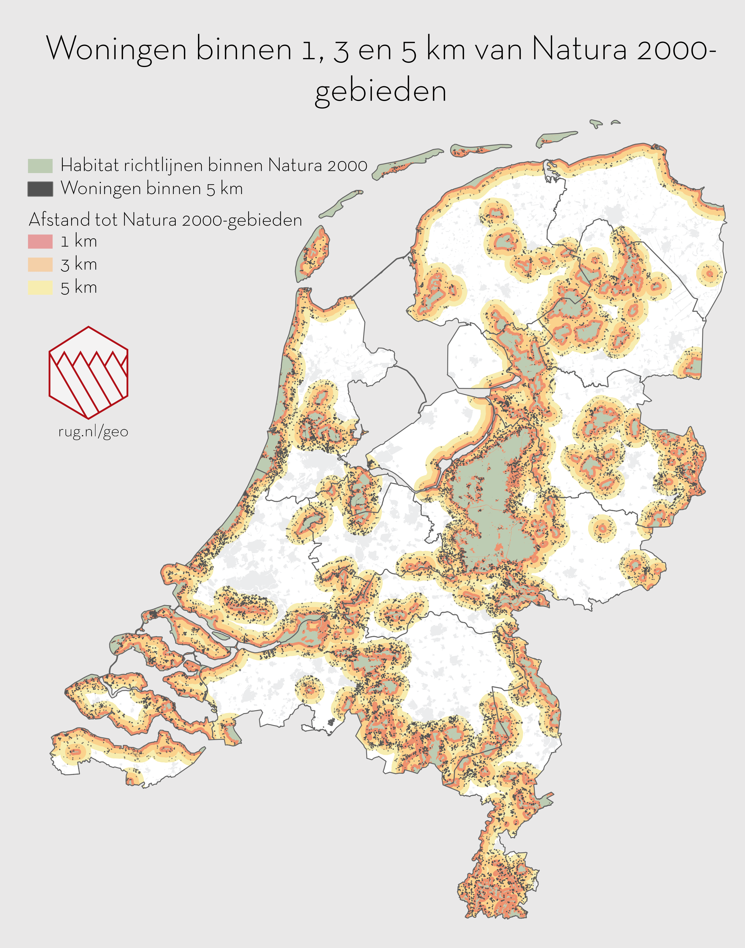 Natura 2000 Gebieden Duitsland Kaart Woningen binnen een straal van vijf kilometer van de habitatrichtlijn