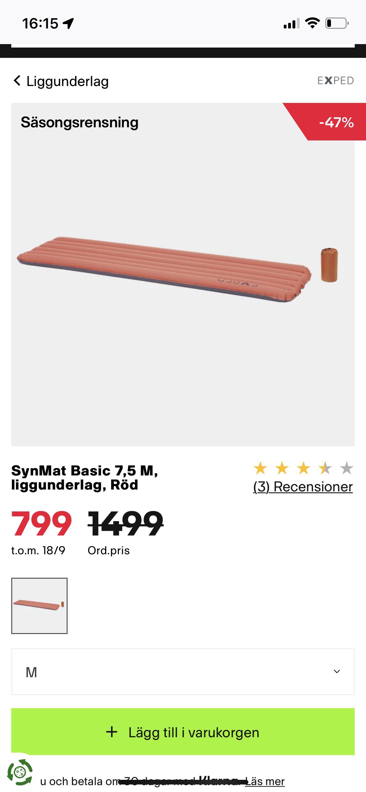 Thoughts on this exped synmat 7.5? Around 75€ on sale r/CampingandHiking