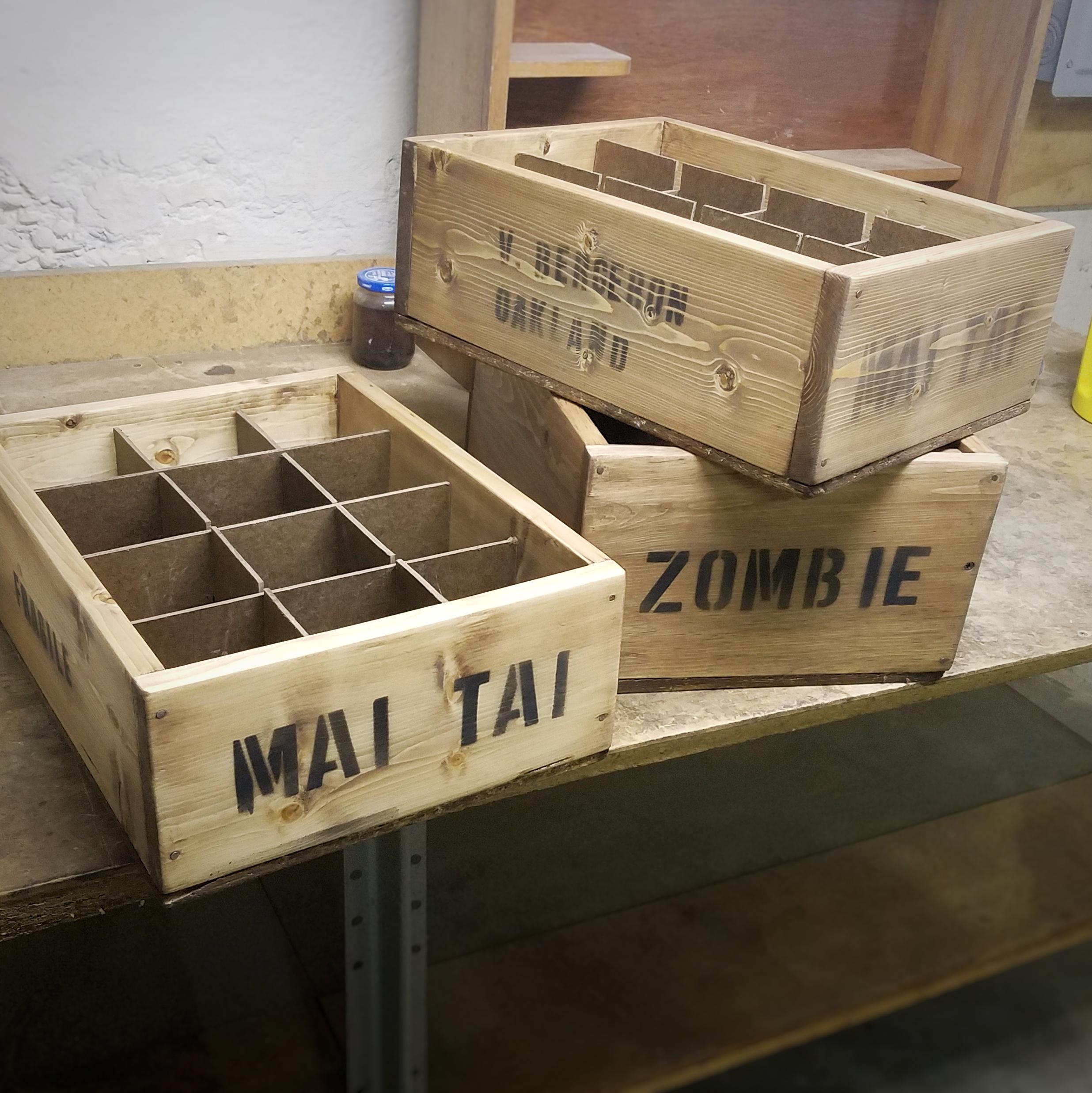 Made some weatheredlooking storage crates for my glassware. r/Tiki