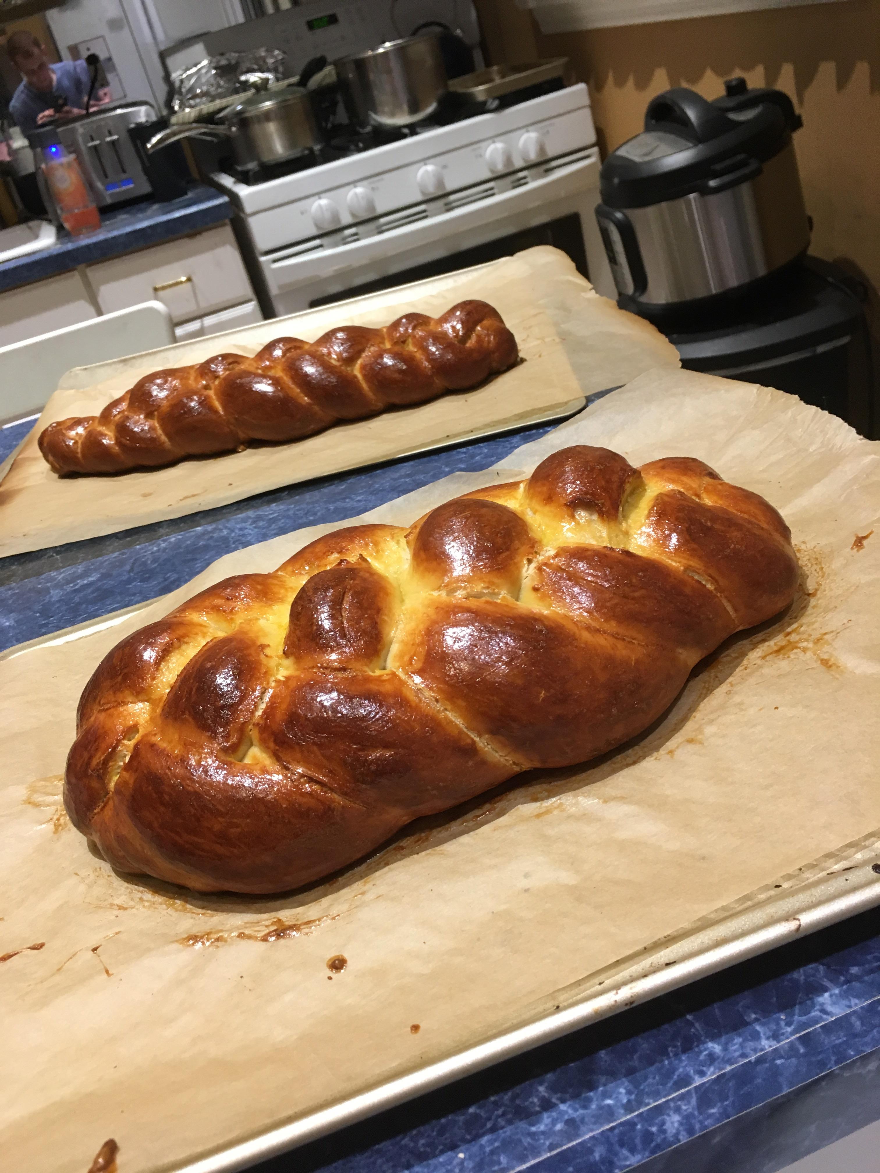 second challah attempt, first 6 strand braid r/Breadit