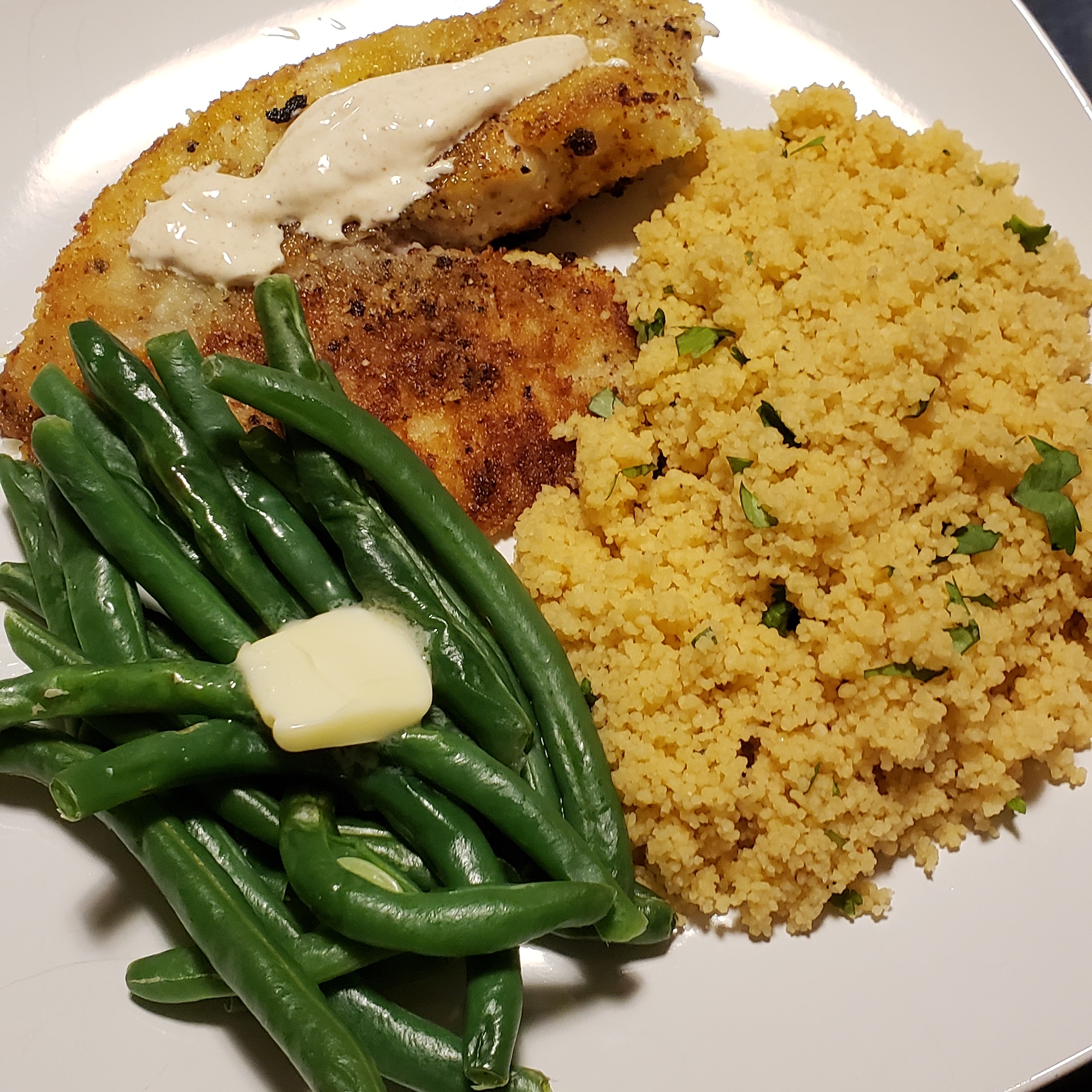 [Homemade] TexMex Tilapia with Lime Couscous and Green Beans r/food