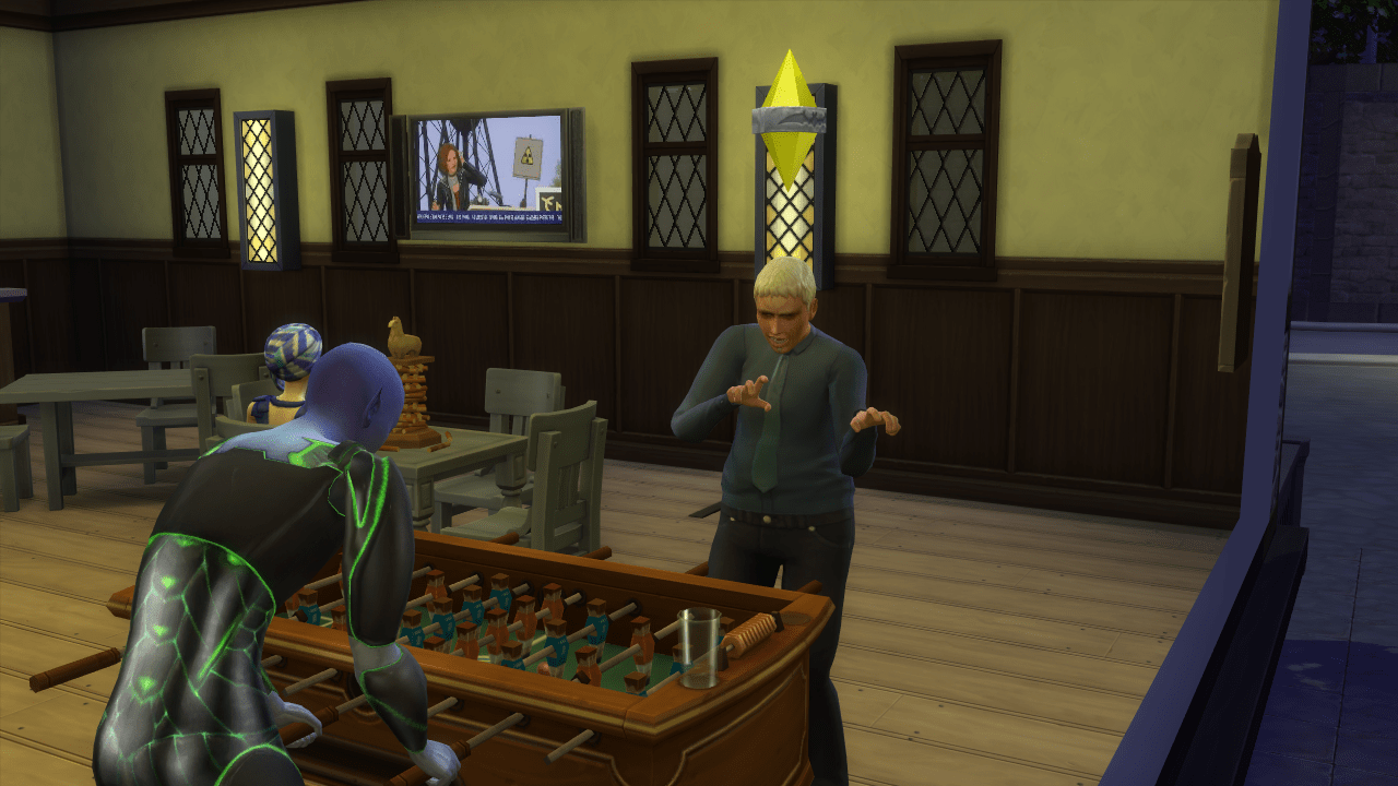 I noticed sims place their drinks on the foosball table while they play r/thesims