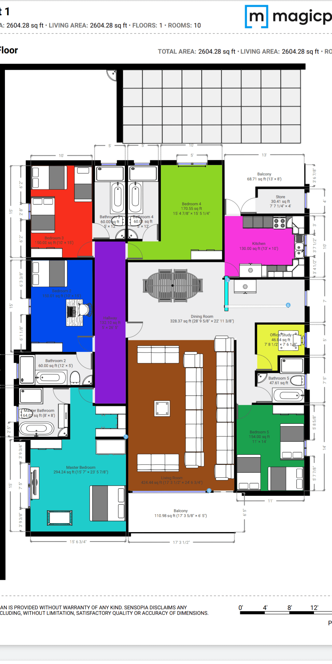 Single Floor plan for a 5 bedroom with a mini bar. Can Someone have a