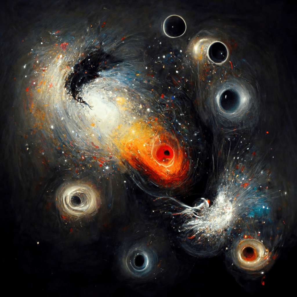 Art of multiple black holes r/spaceporn