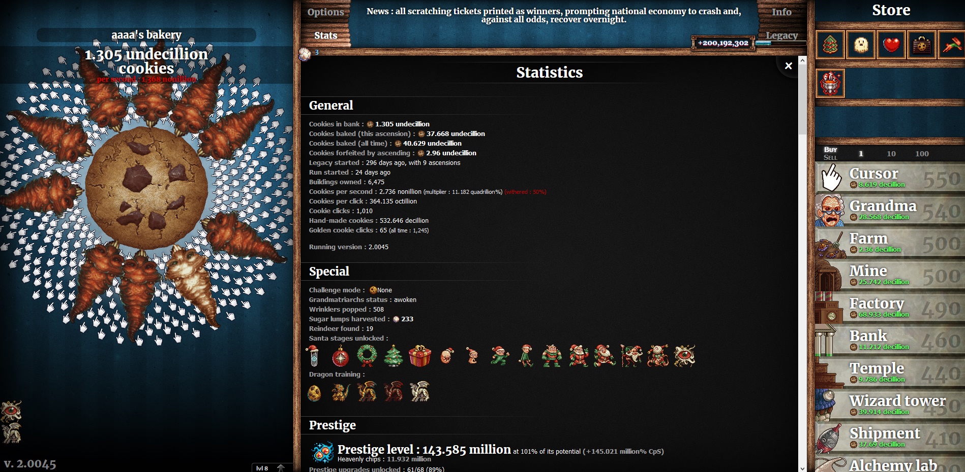 Finally after almost a year, a shiny wrinkler CookieClicker