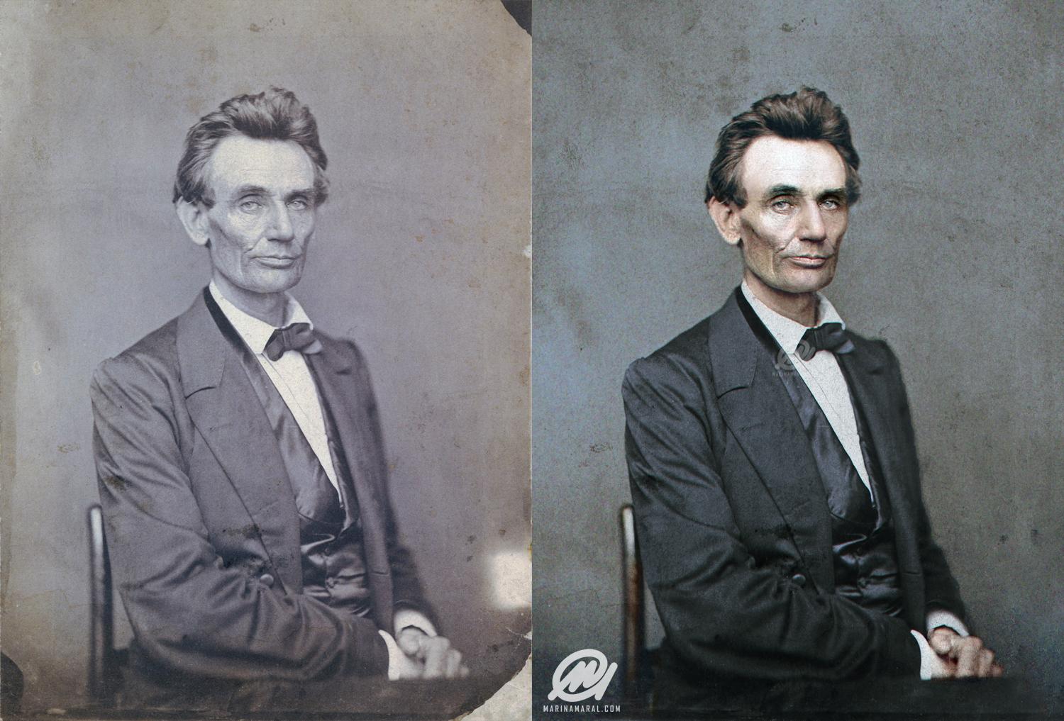 Colorized by me: Abraham Lincoln, circa 1860. : r/pics