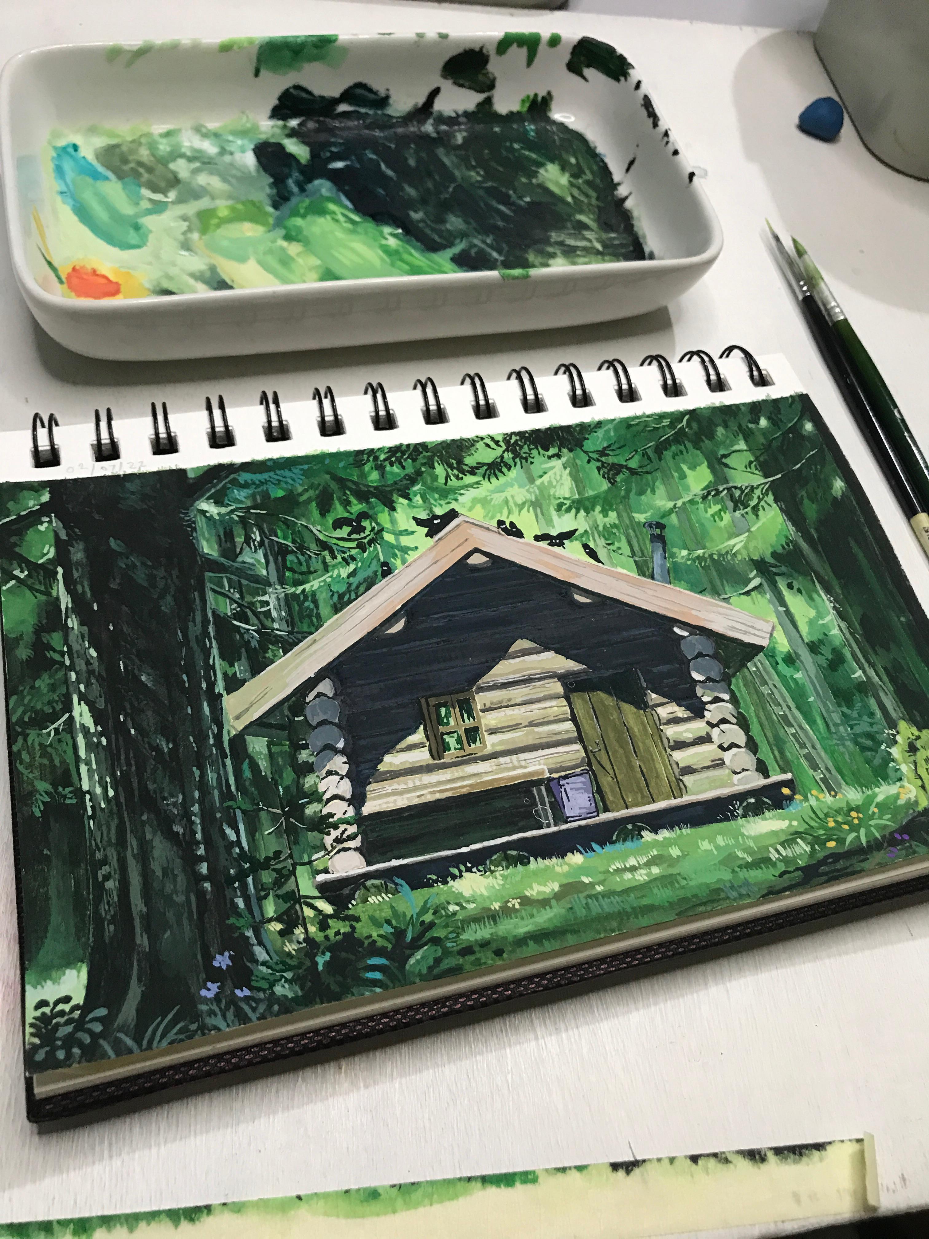 A gouache painting from a Ghibli movie r/Gouache