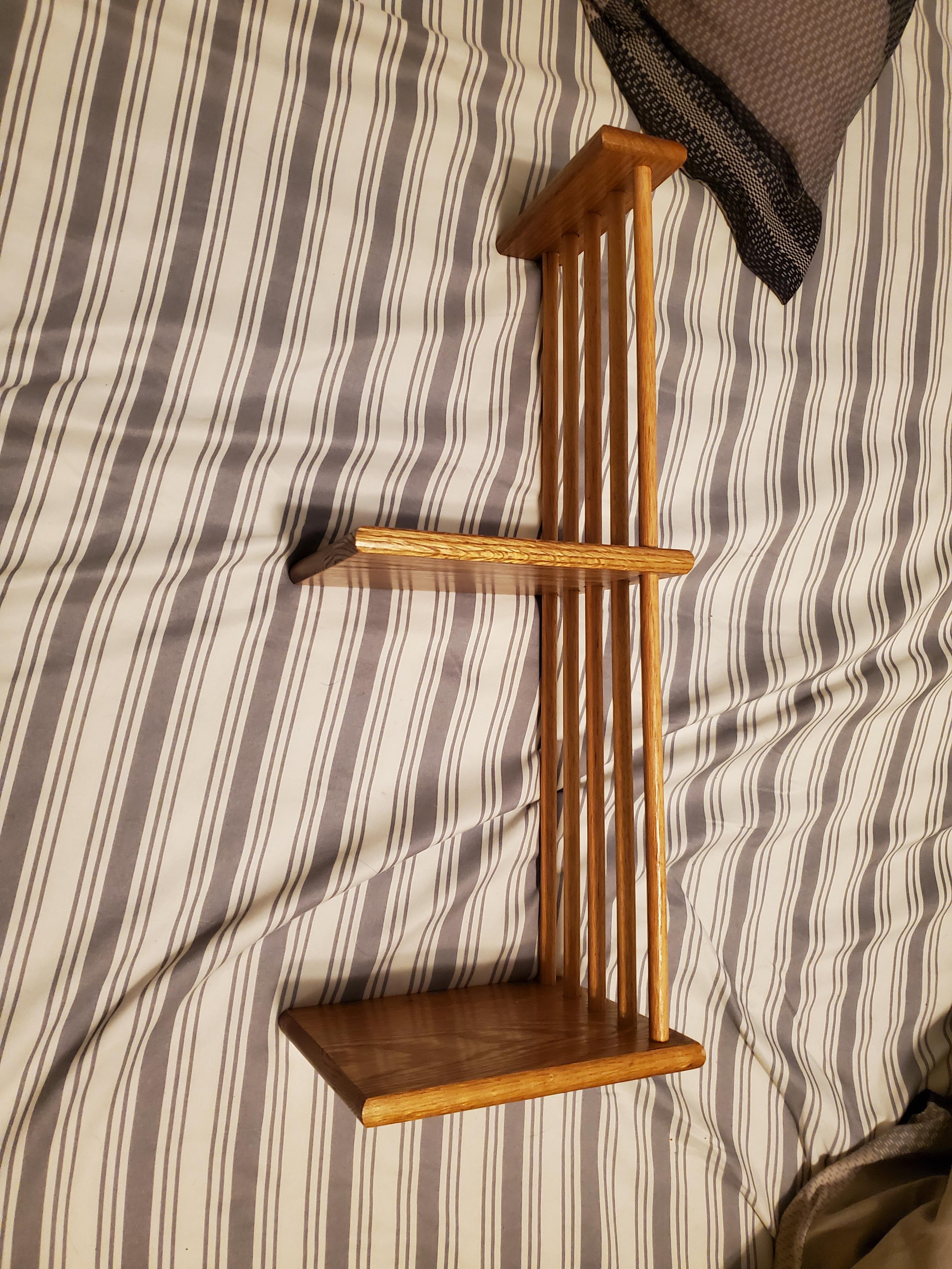 15" wooden rods attached to three wood sections. The first and second