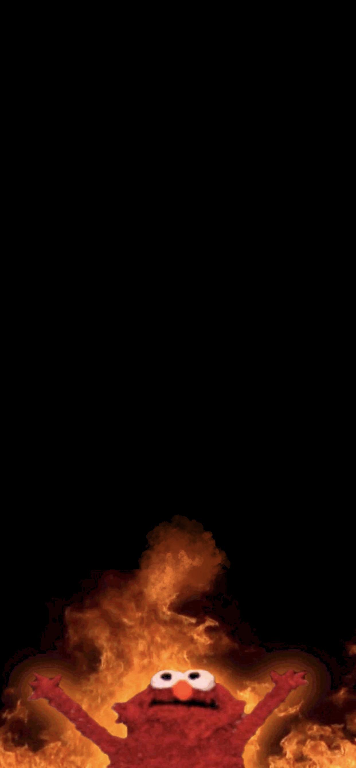 elmo in flames (edit and reupload) [1242 x 2688] r/Amoledbackgrounds