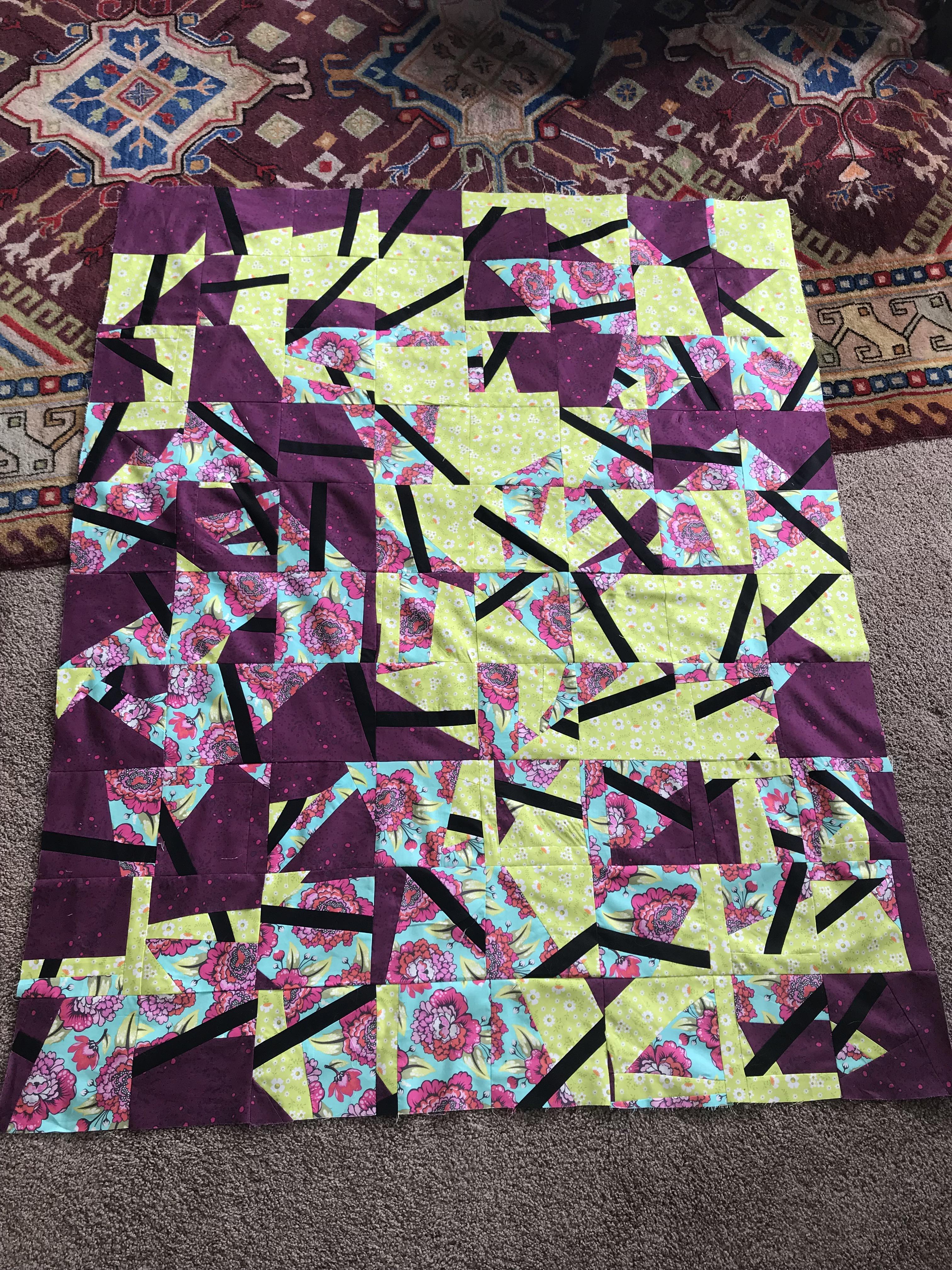 Finished my first pattern free quilt top, not sure how to quilt it r